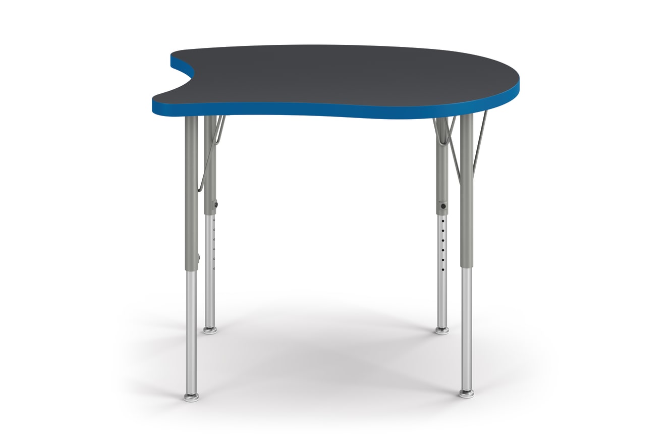 Front View of Charcoal Spooky Build Student Desk with Blue Edge Band