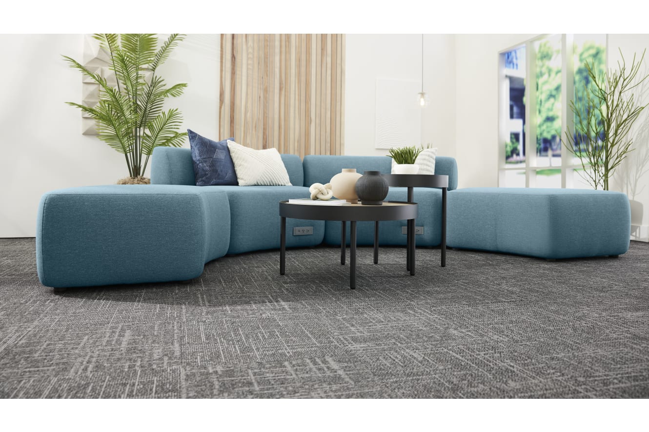 SoCo Modular Lounge with Sculpt Occasional Tables.