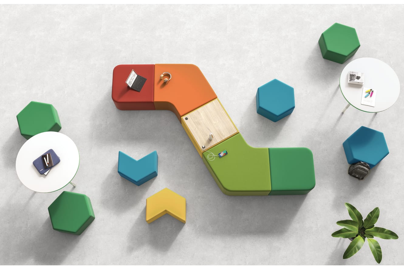 Tangram soft seating with Build tables