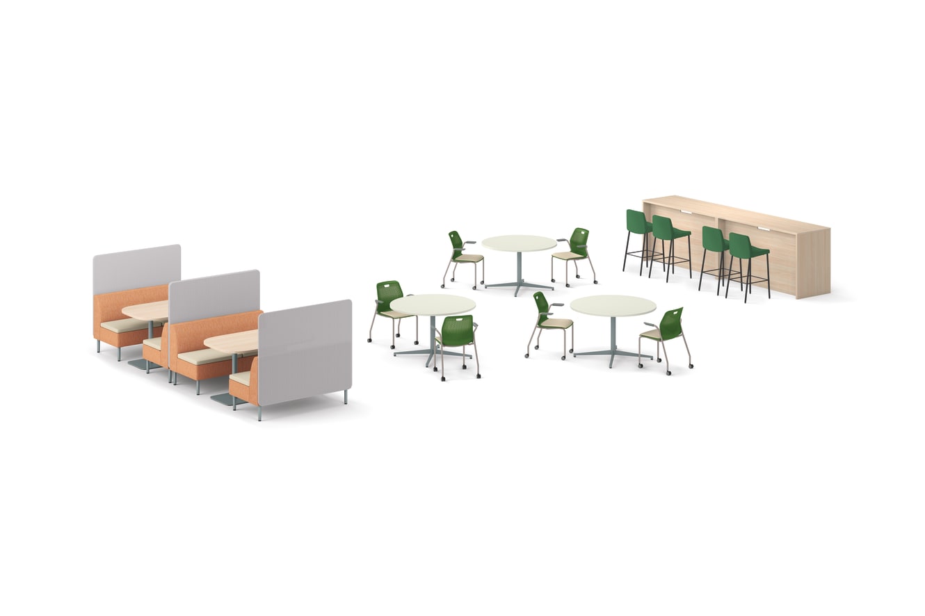 Teacher's Lounge with Preside Tables, Etch and Flock Seating