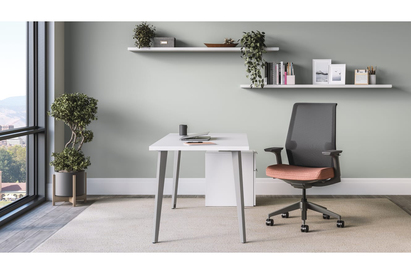 Cipher Task Chair with Voi Desk and Storage.