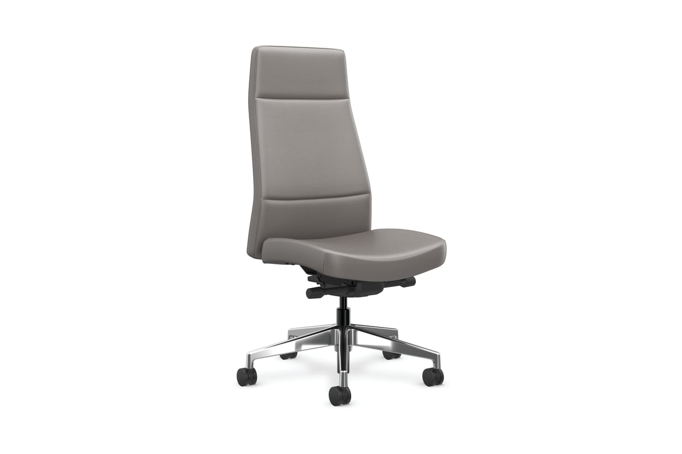 Cofi executive high-back chair with solid stitch shown in leather