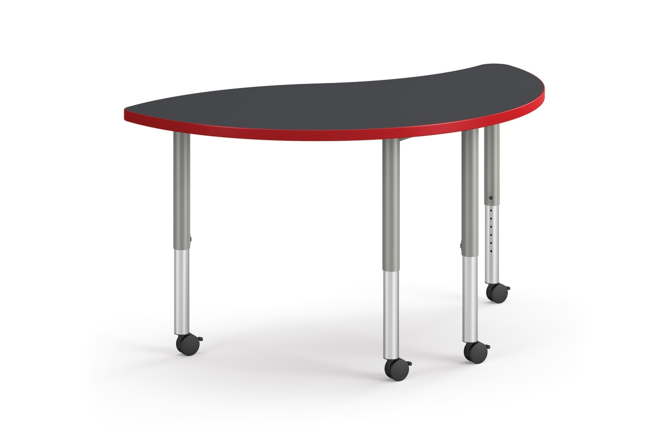 Right 3/4 View of Charcoal Wisp Build Table with Red Edge Band