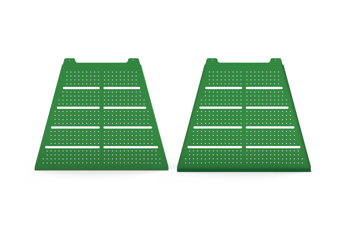 Front View of Green Slotted Pegboard End Panels