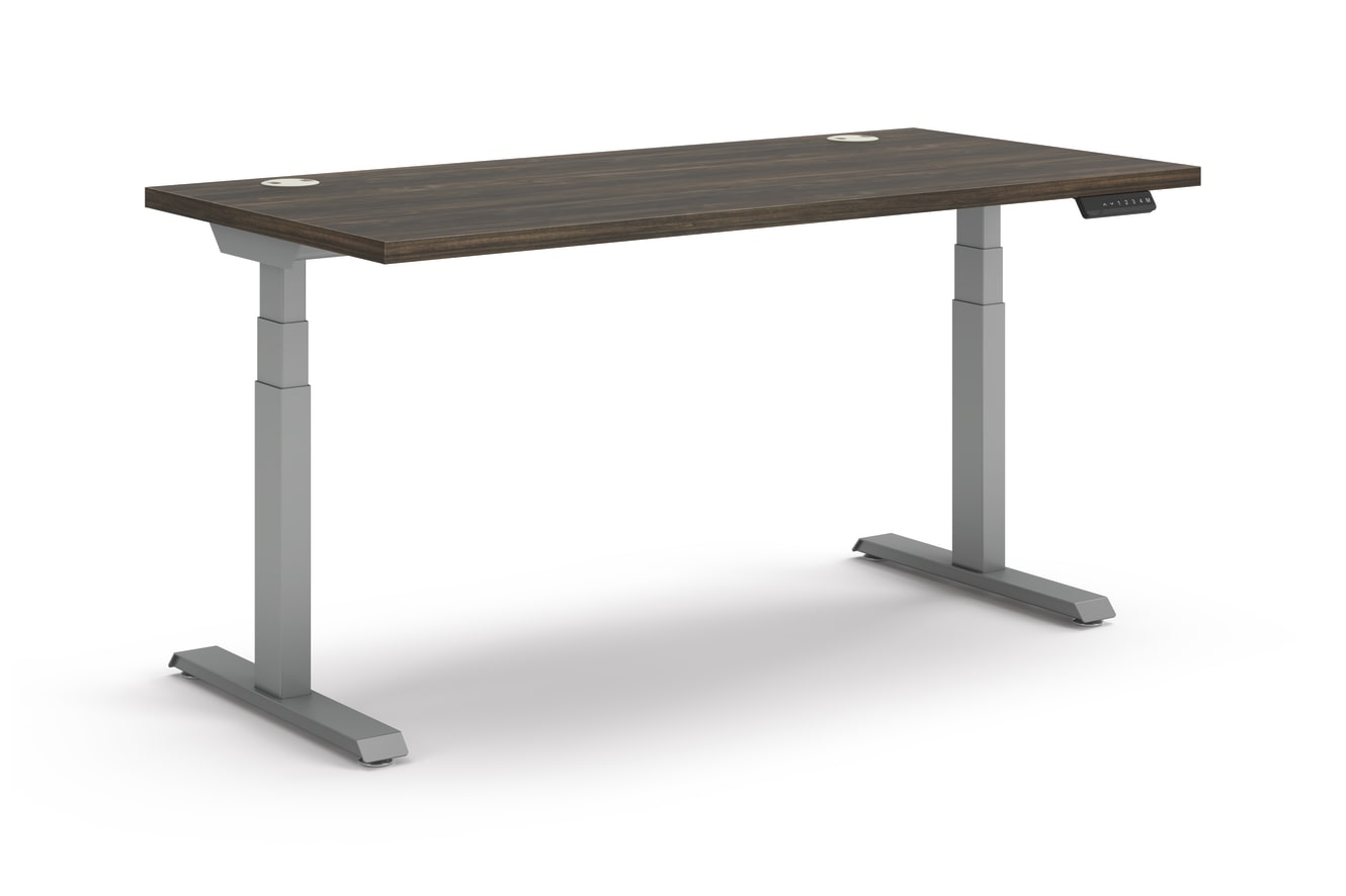 Coordinate Height Adjustable Table in Florence Walnut Top and Sliver Base