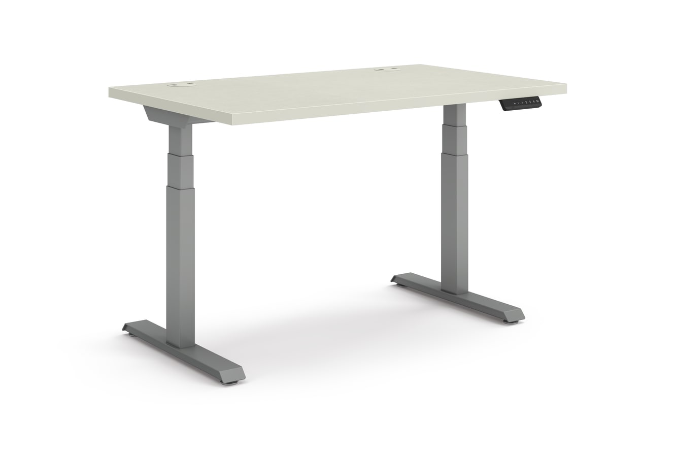 Coordinate Height Adjustable Table in Silver Mesh Top and Silver Base