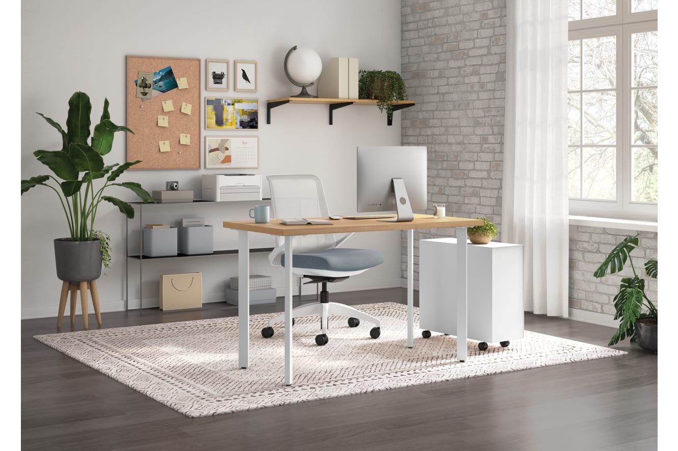Cliq Task Chair with Coze Table Desk and Fuse Slim Mobile Pedestal