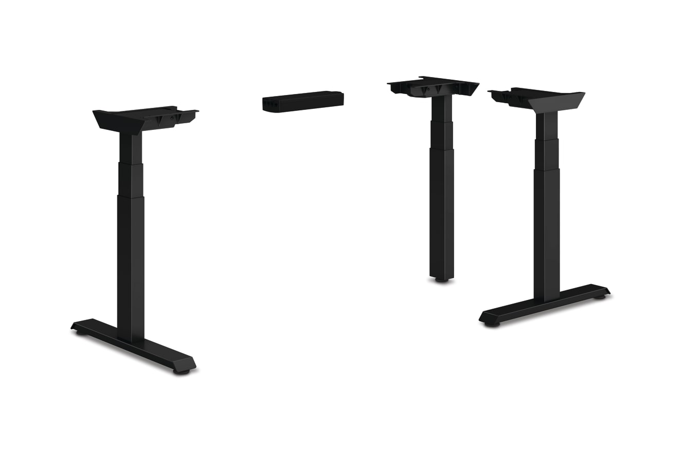 HON Coordinate height-adjustable 3-leg/3-stage, T-Foot table base in black finish.