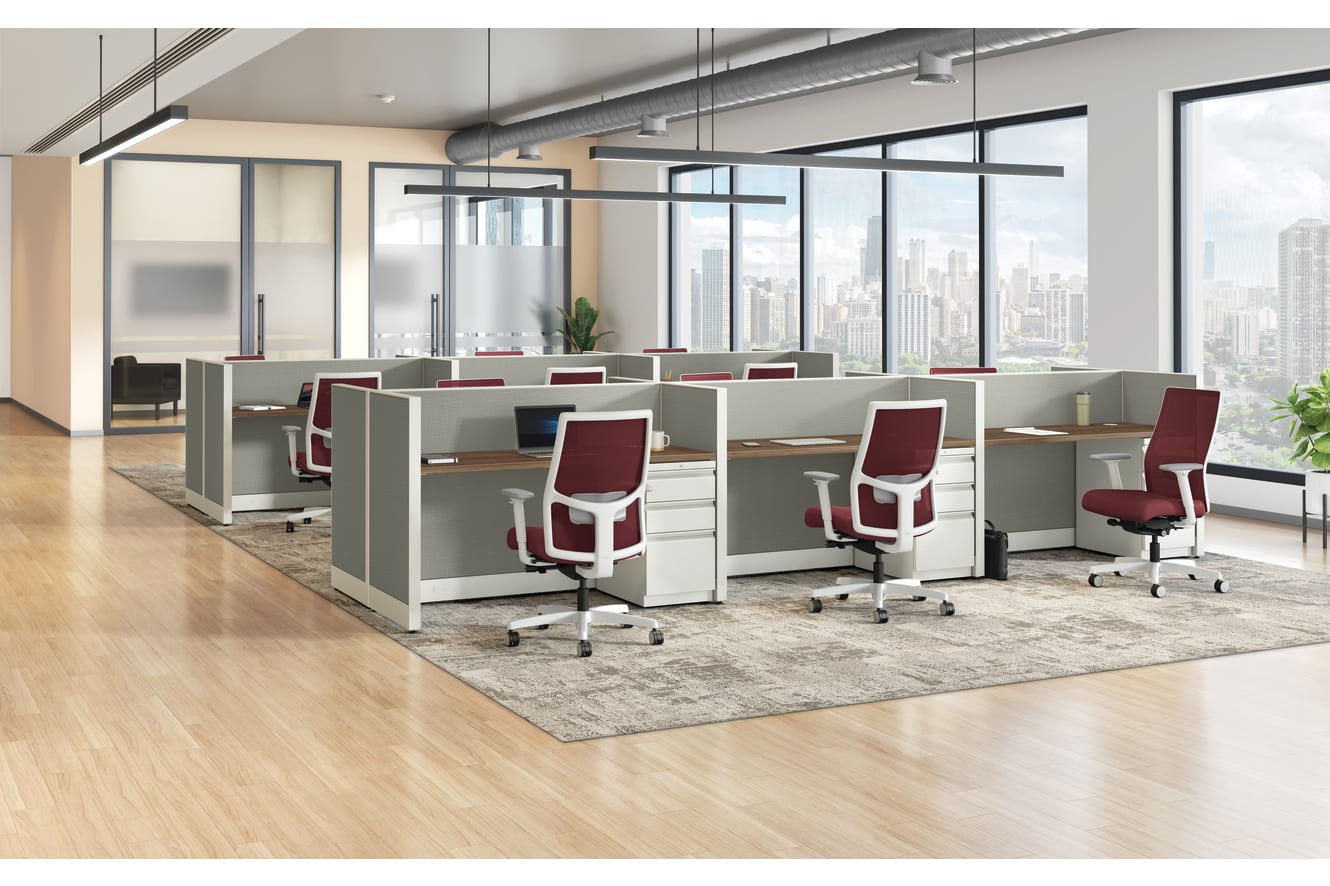 Cubicle workstations with Ignition task chairs