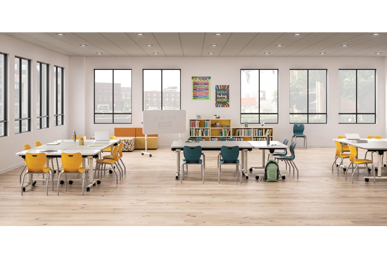 Elementary classroom featuring Field Trip tables and SmartLink seating.