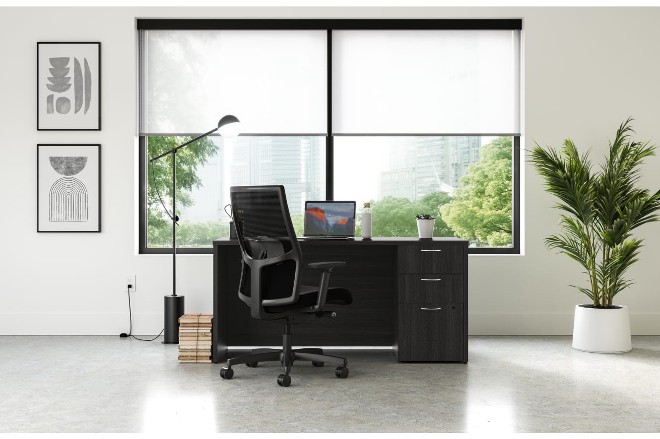Mod desk in Java Oak with Ignition task chair