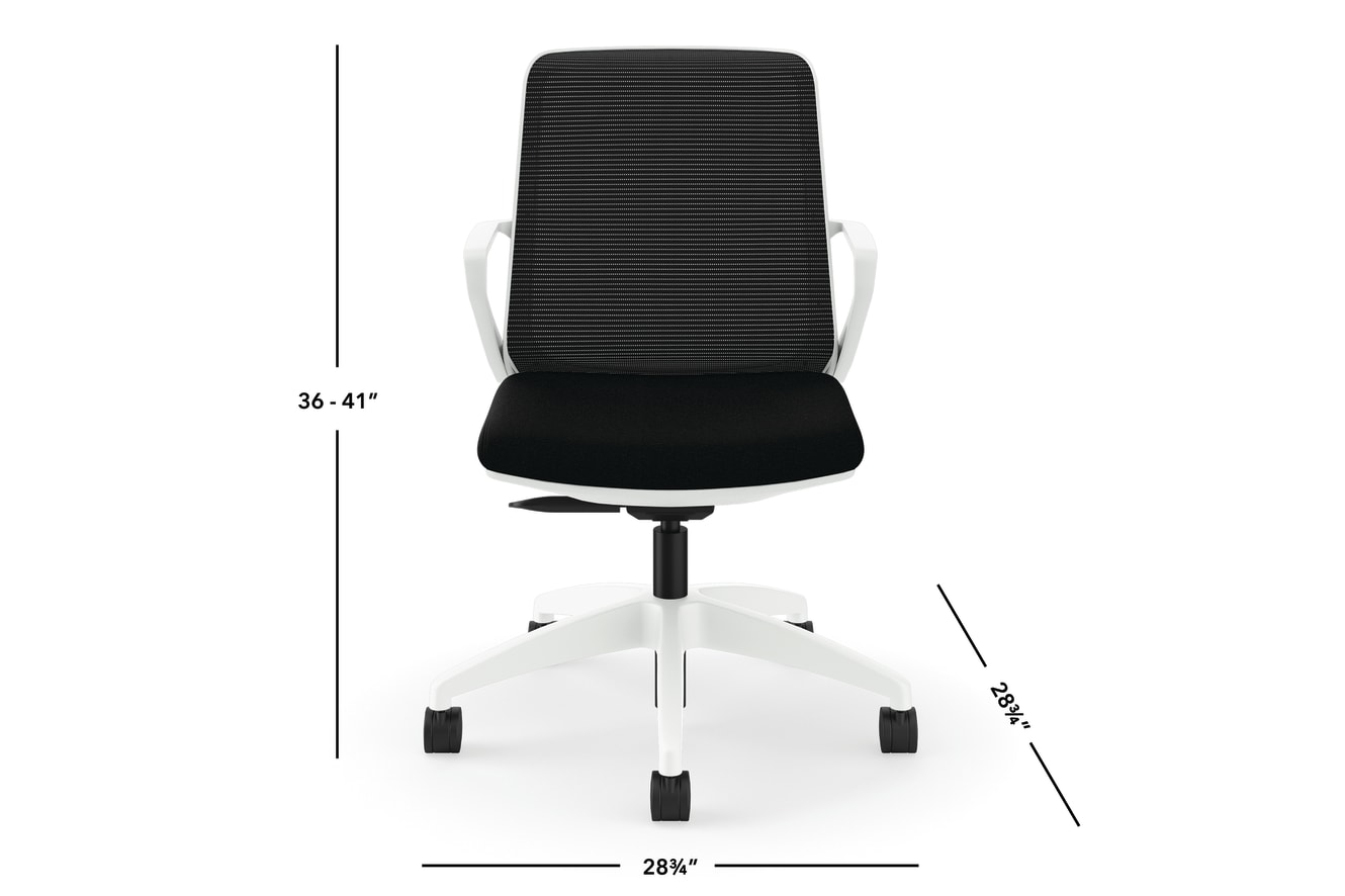 Cliq task chair in Black with Black mesh and Designer White frame