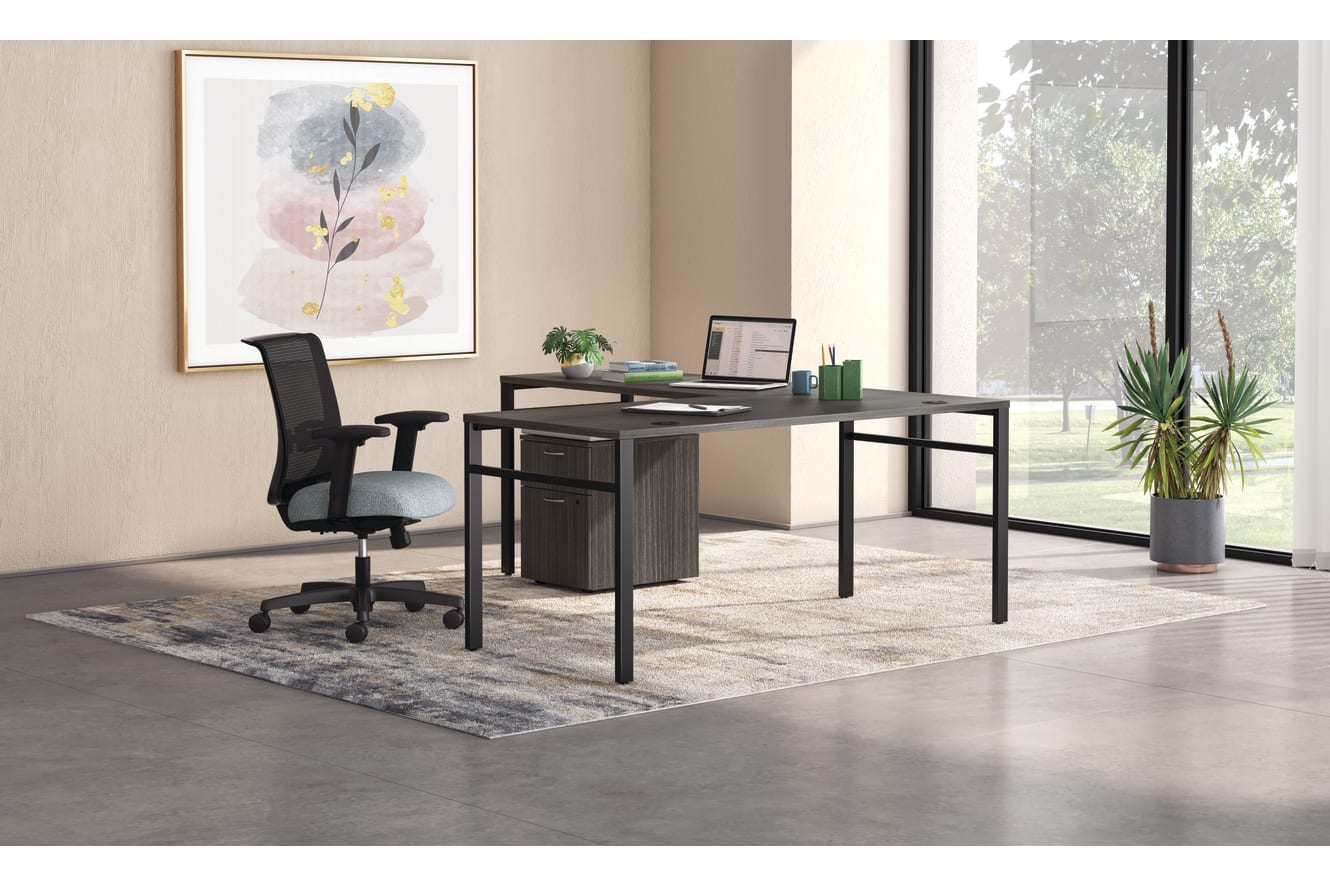 Mod desk and table with Convergence seating.