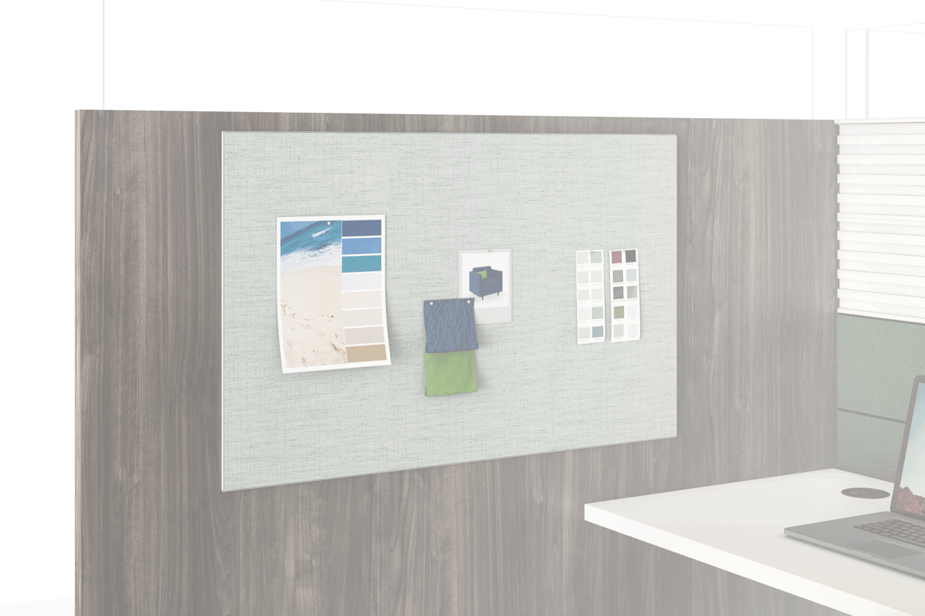 Gallery panel mounted tackboard