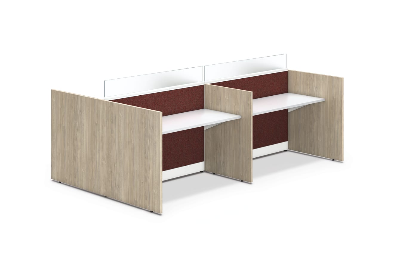 Accelerate 4-pack cubicle workstations separated by gallery panels