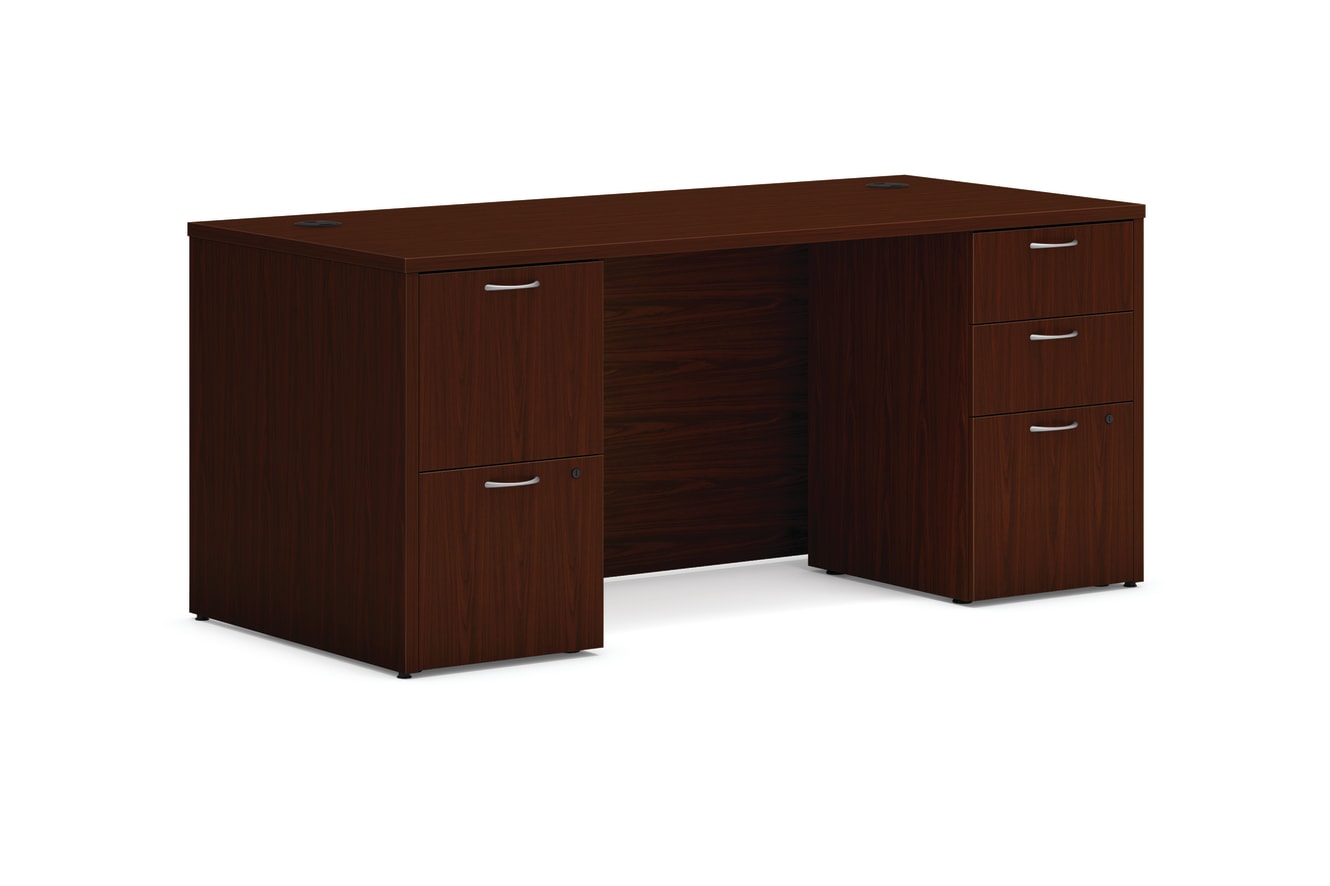 Mod double pedestal desk in Traditional Mahogany