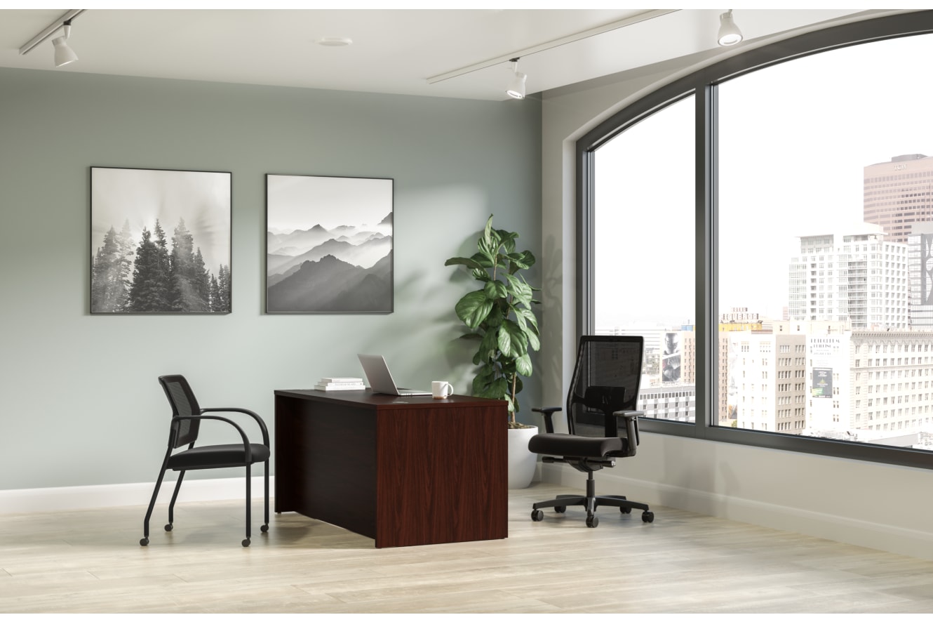 Mod desk in Traditional Mahogany with Ignition seating