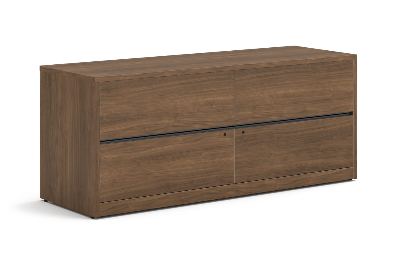Credenza with two lateral files on a white background