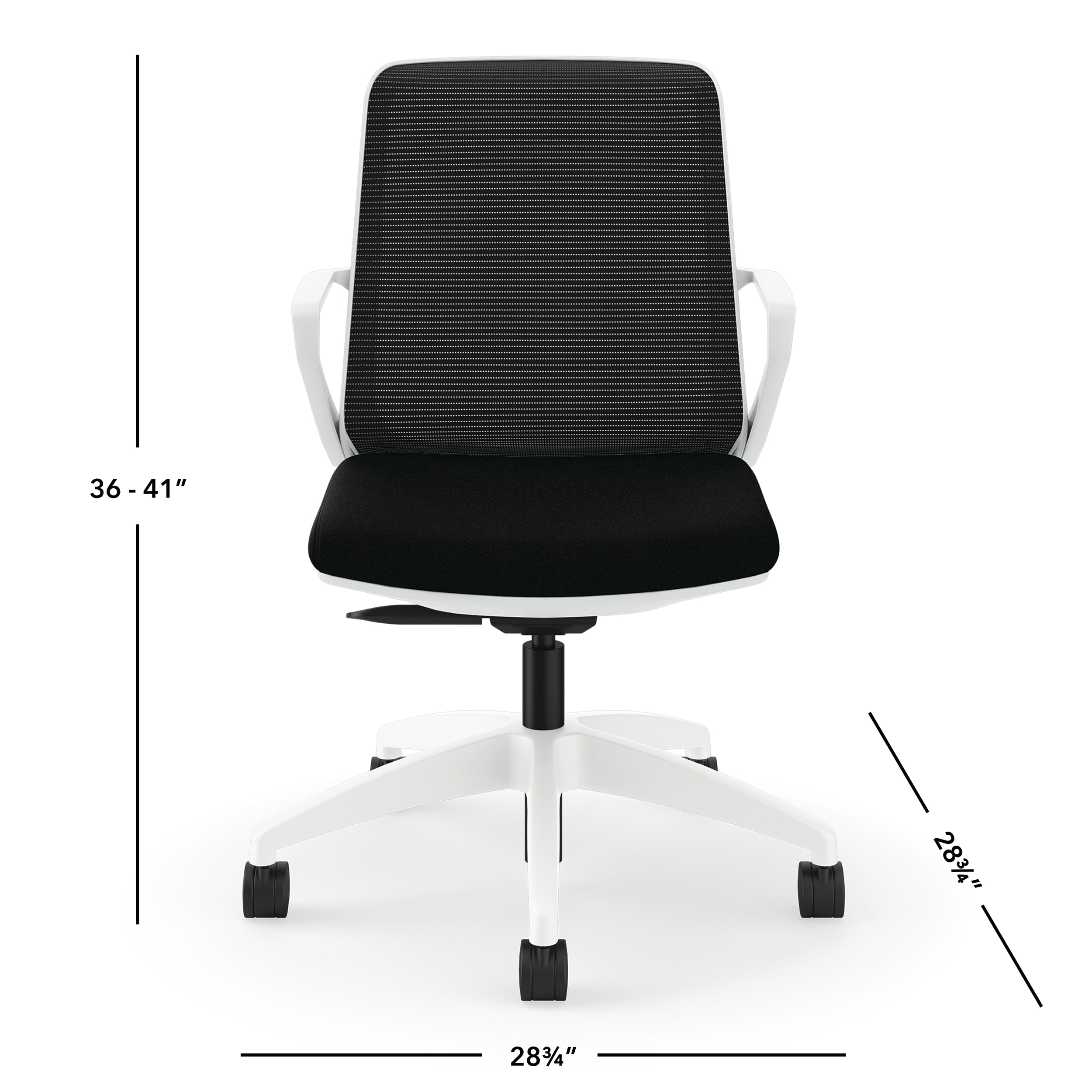 Cliq task chair in Black with Black mesh and Designer White frame
