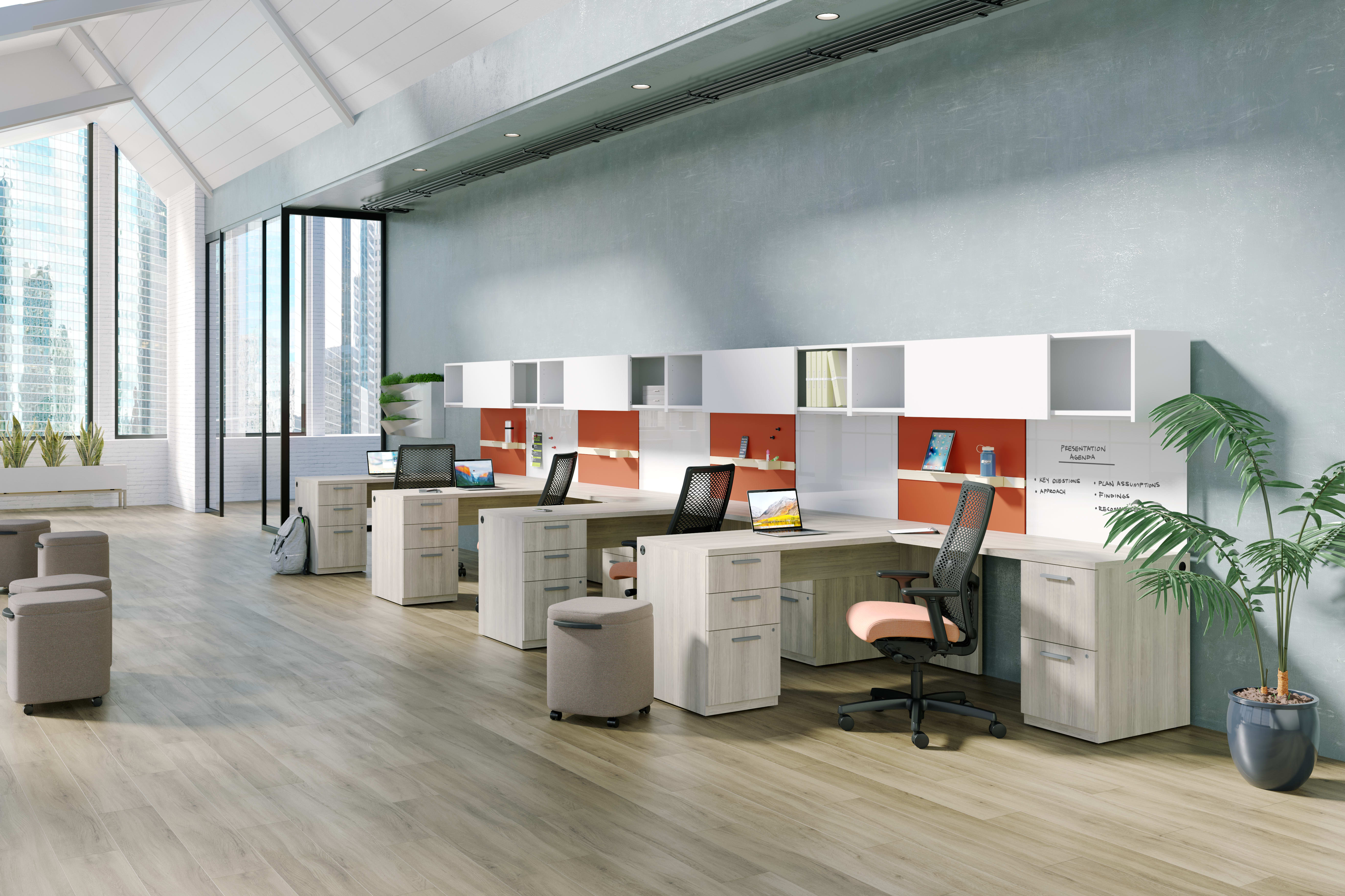 Concinnity teaming stations with Workwall tiles, Ignition and Astir seating