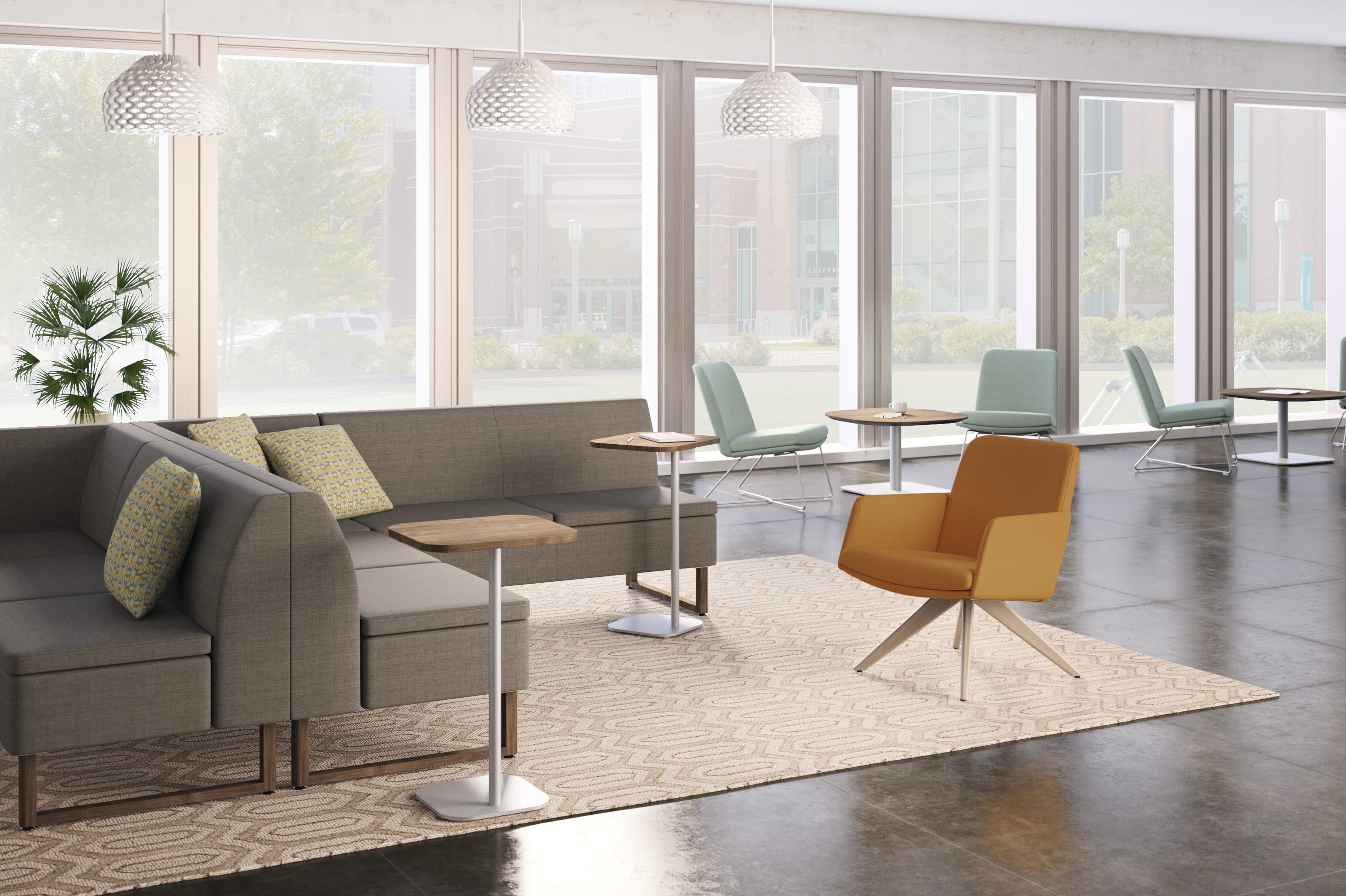 Mav chairs and Astir lounge with Birk tables