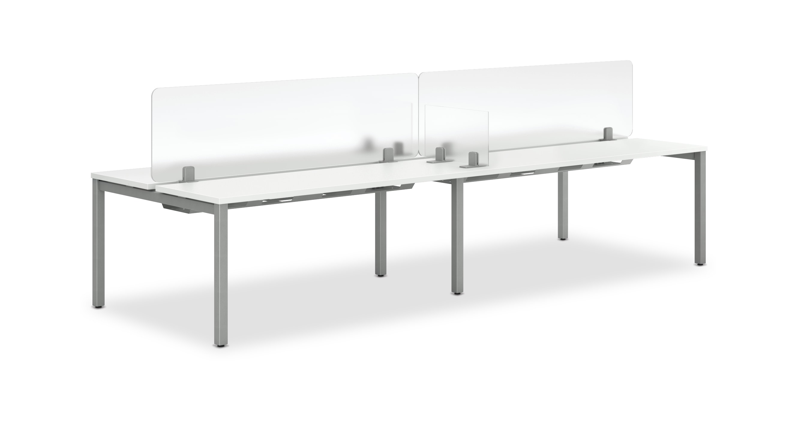 Acrylic Empower and Sit-on-Surface Universal Screens shown with static Empower benching