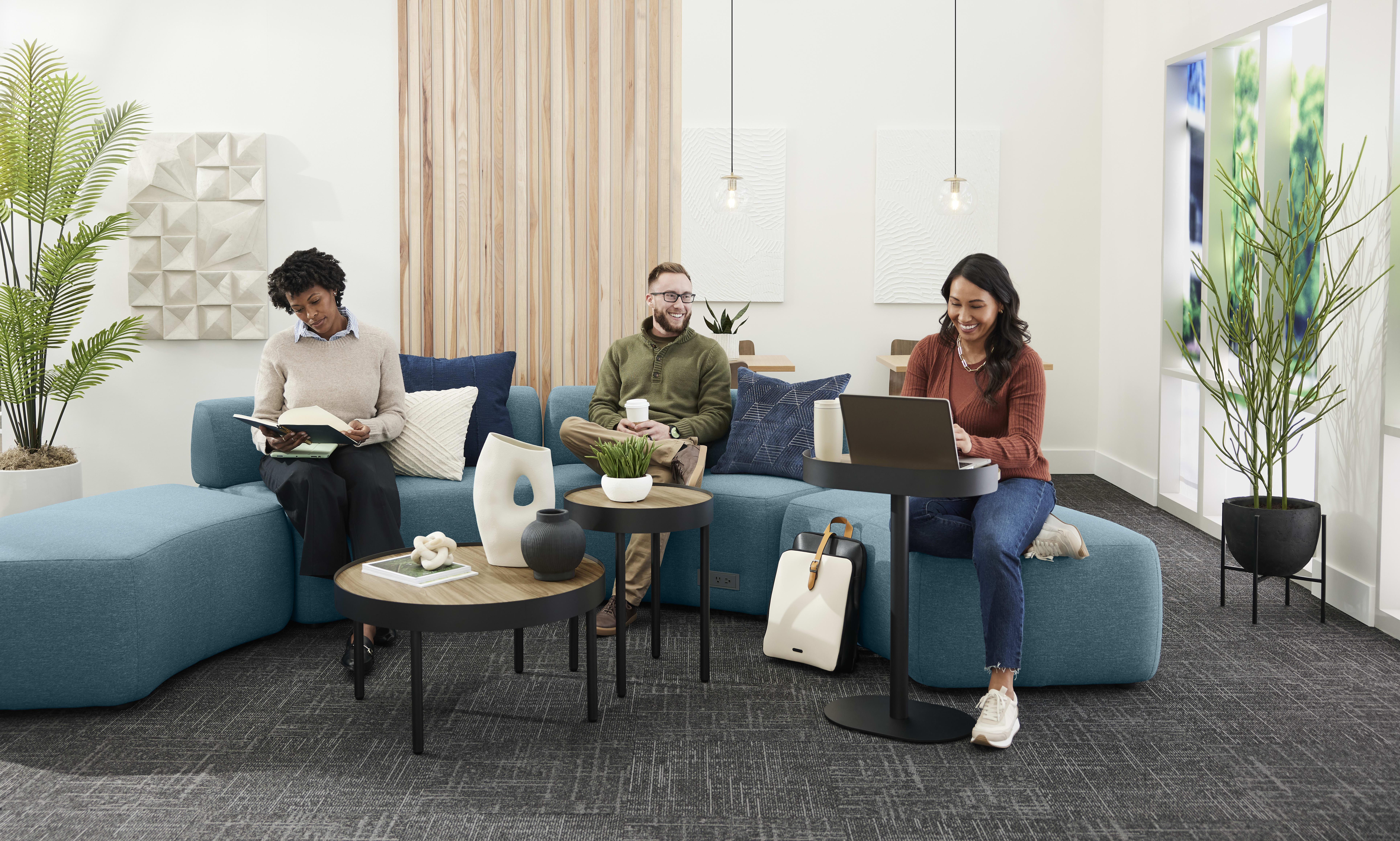 SoCo Modular Lounge with Sculpt Occasional Tables.