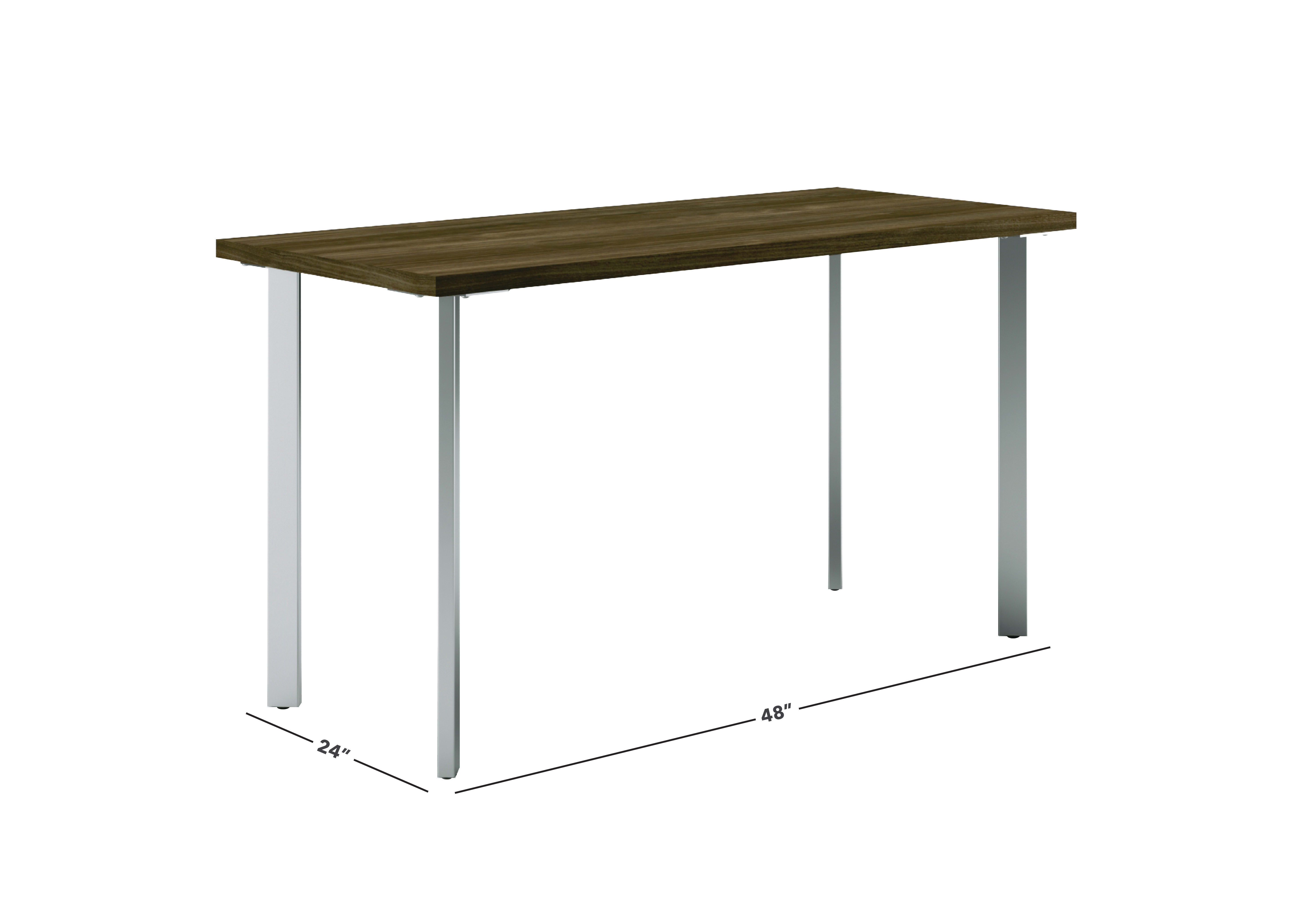 Florence walnut Coze table desk with silver post legs