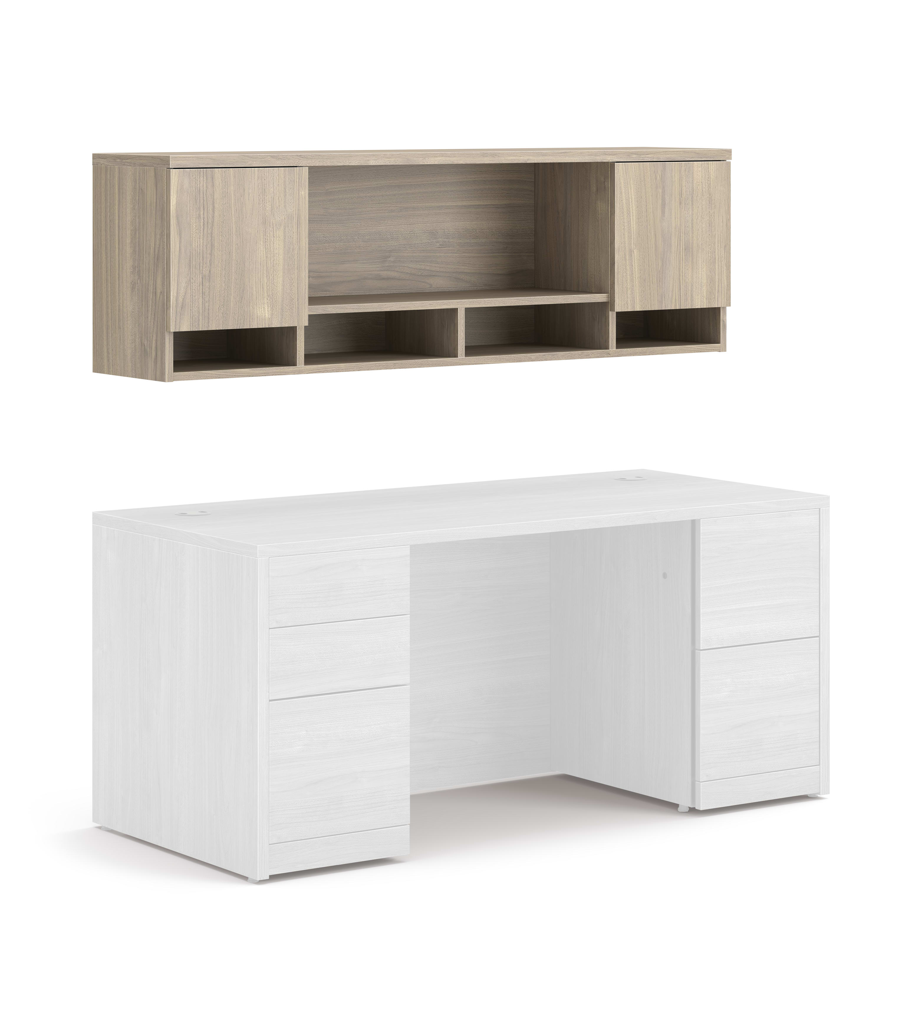 10500 Series wall-mounted open hutch with cubby