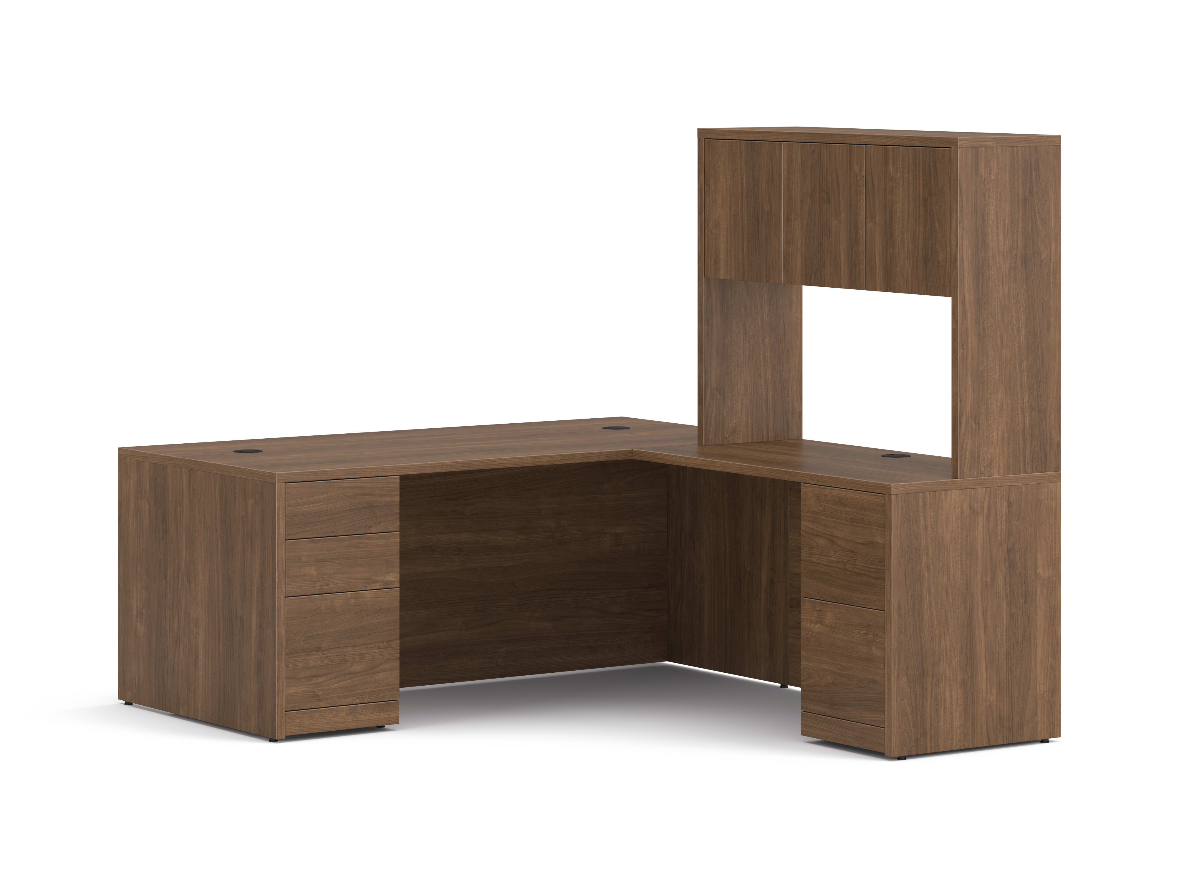 10500 Series L-Desk with Stack-on Storage in  Pinnacle Laminate.