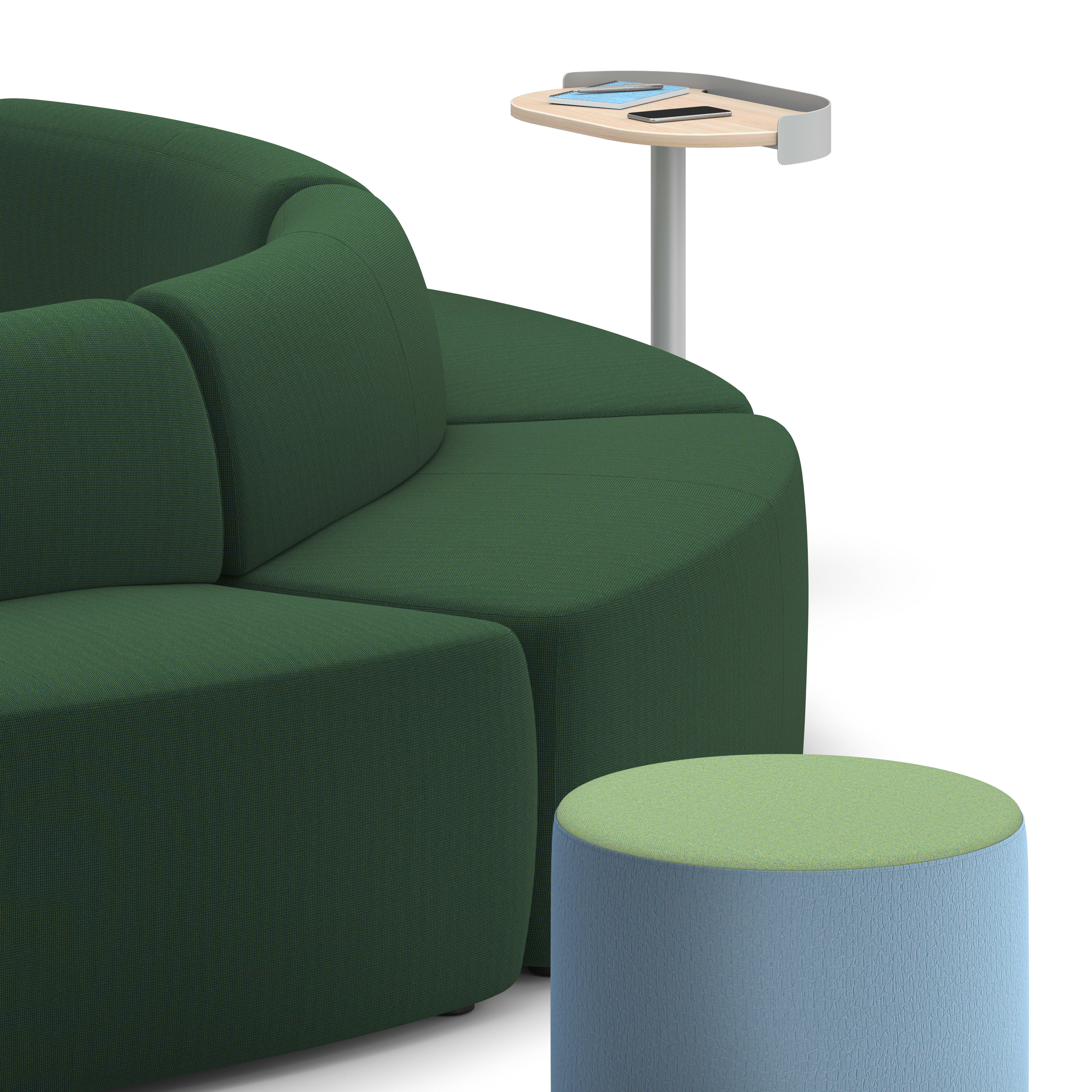 SoCo soft seating with Sculpt personal table and Flock ottoman.