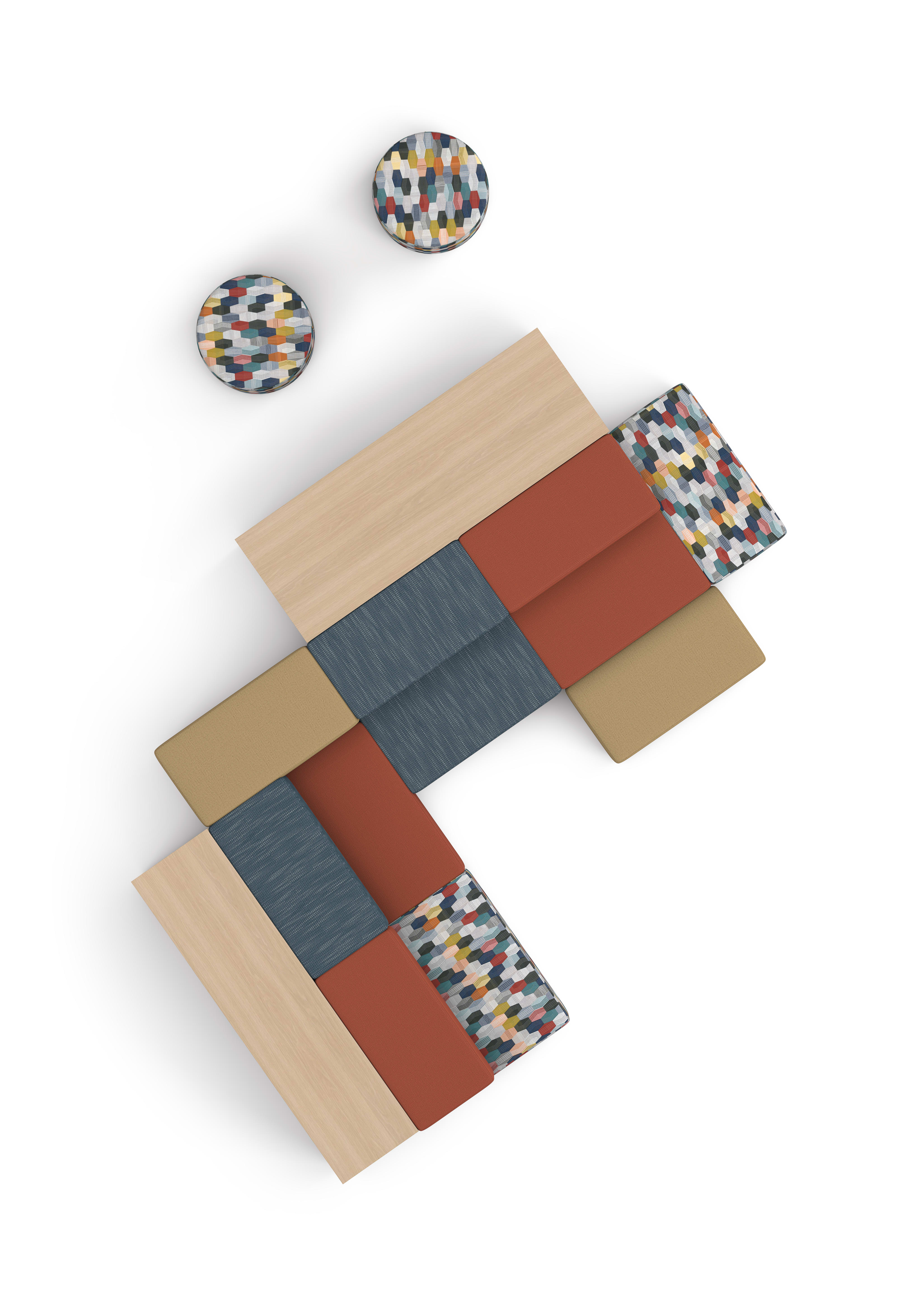 Storyline storage with Tangram seating and Flock minis.