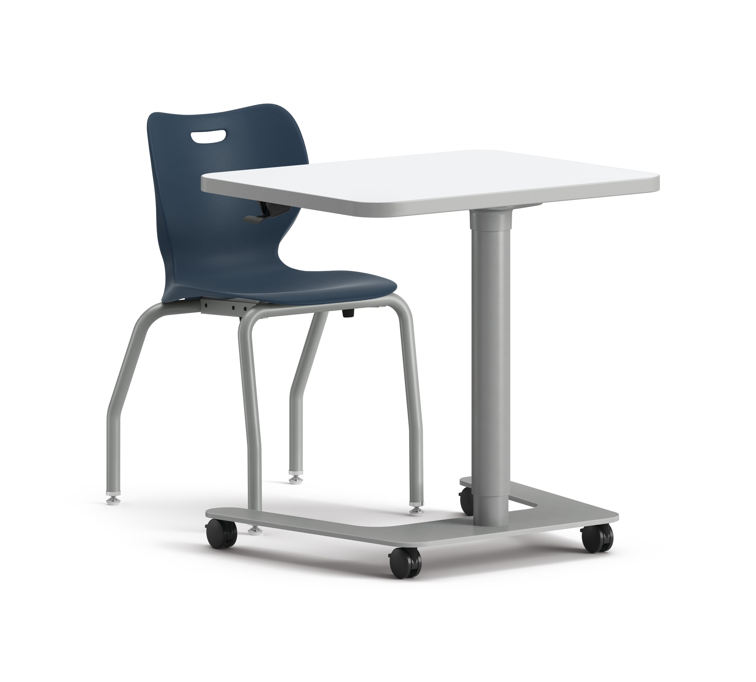Roll Call Lectern Table at seated position shown with SmartLink 4-Leg Student Chair