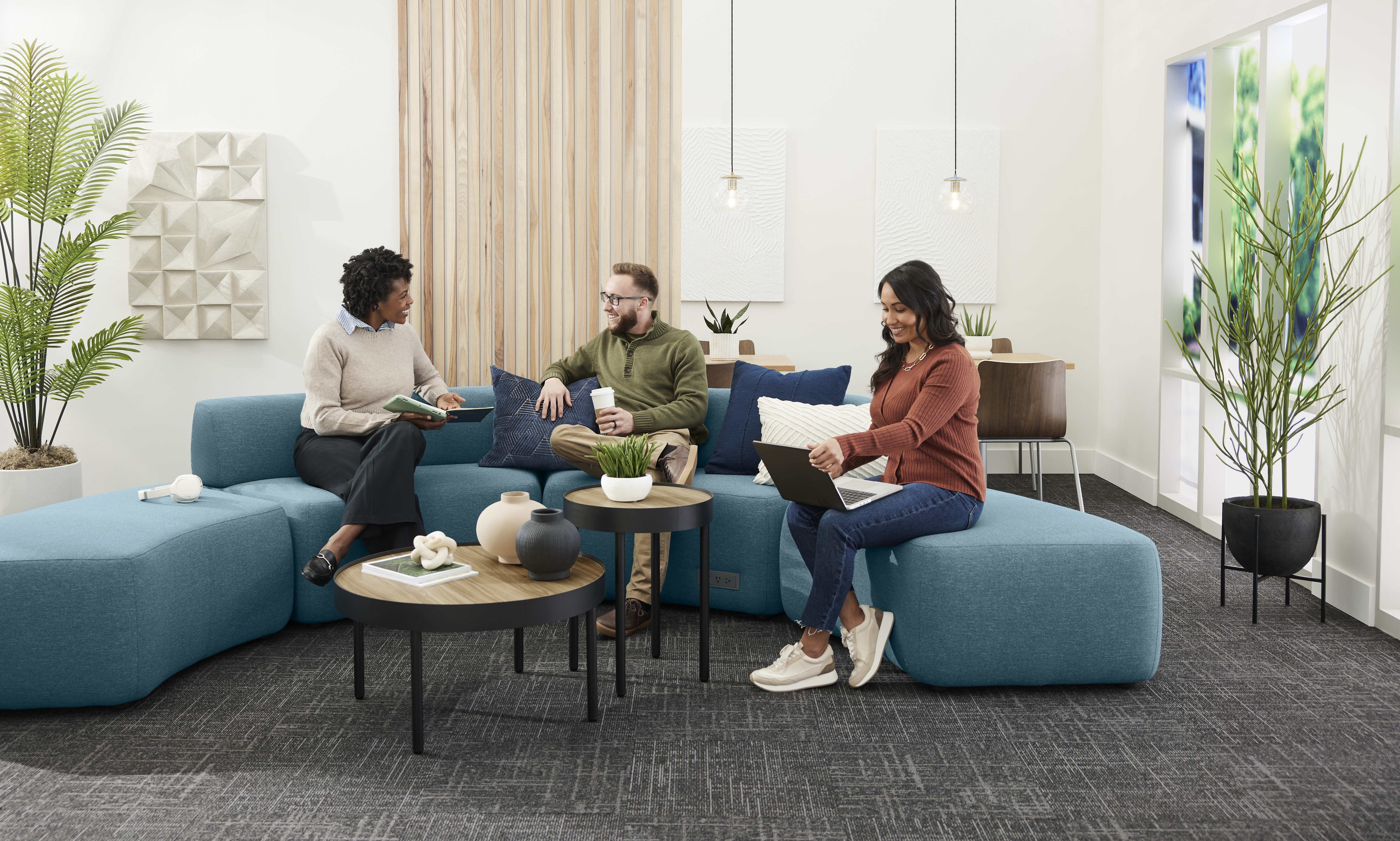 SoCo Modular Lounge with Sculpt Occasional Tables.