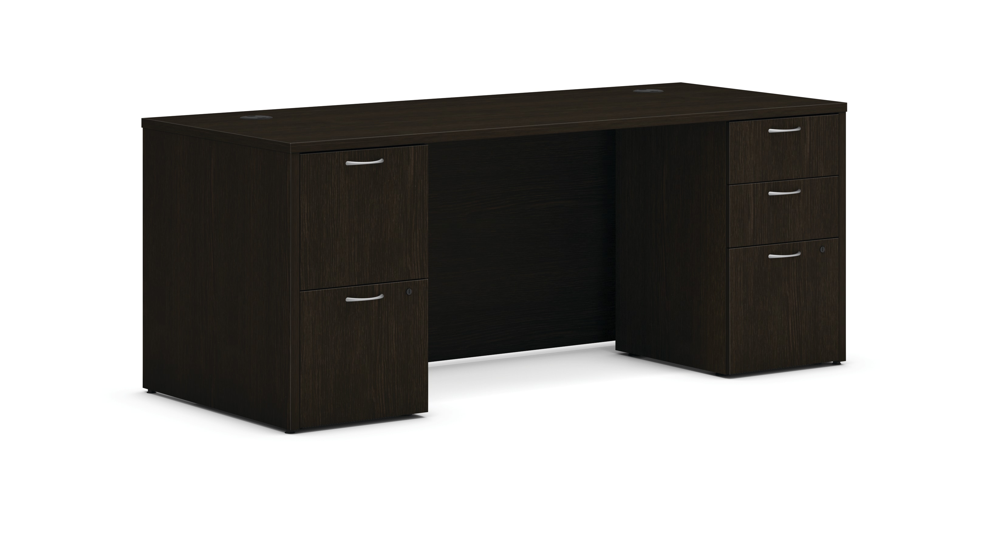 Mod double pedestal desk in Java Oak