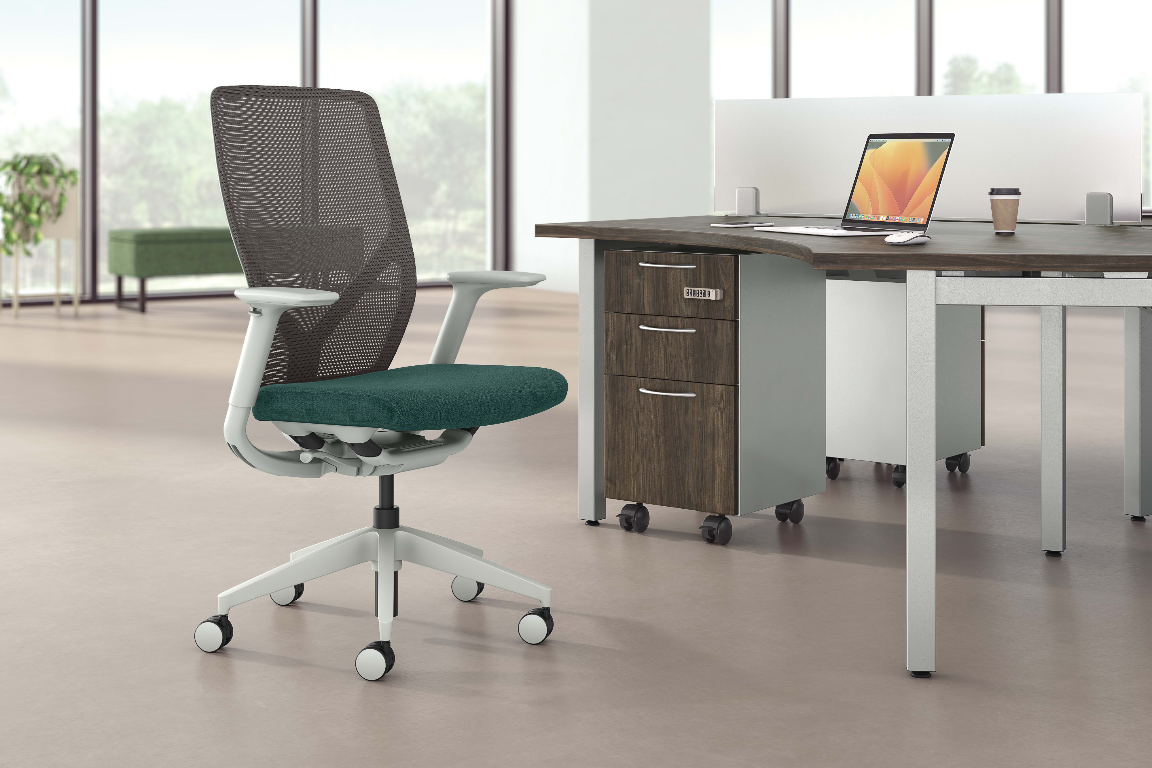 Flexion Task Chair at a 120-degree workstation.
