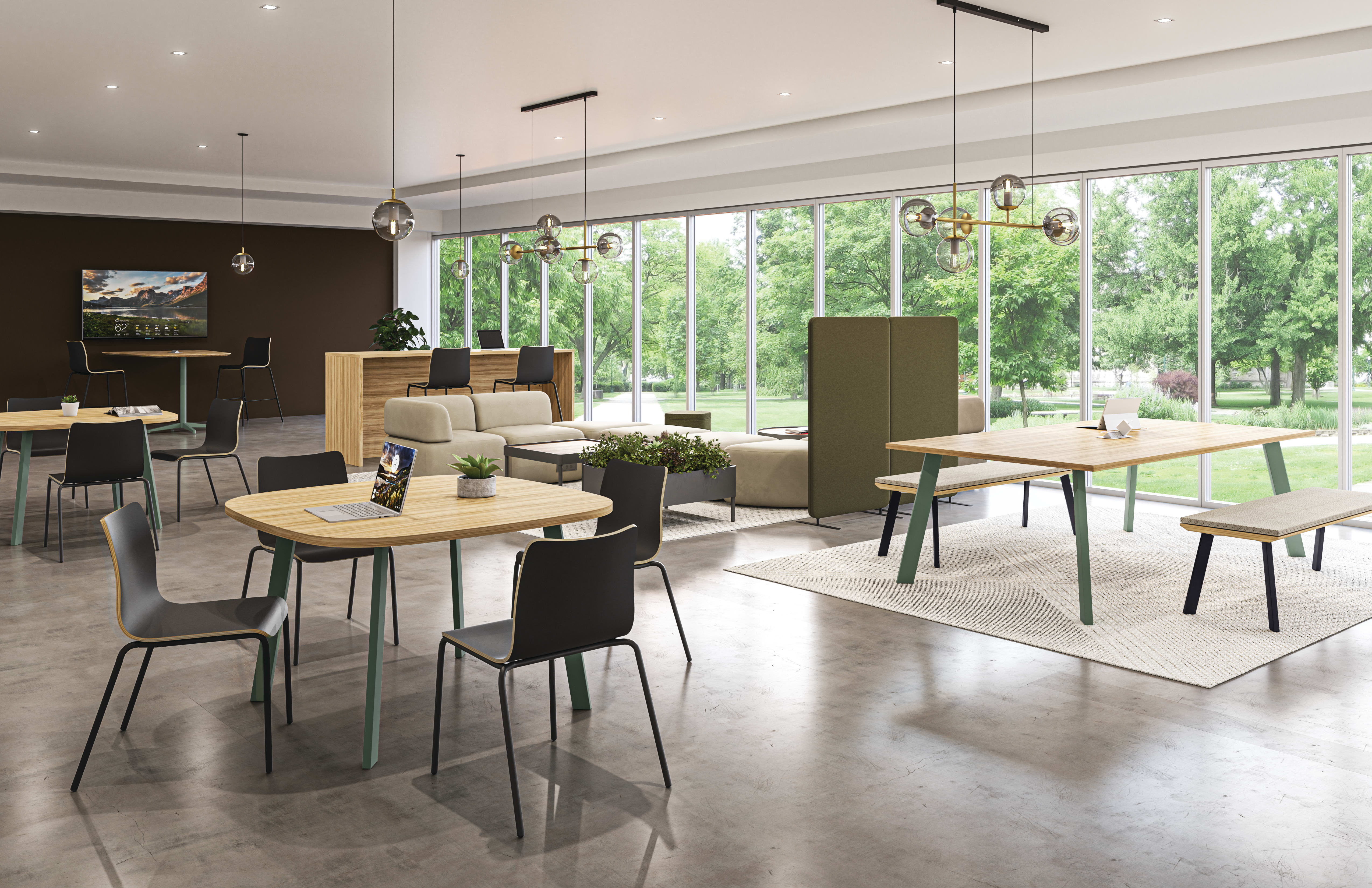 Preside Café Tables with Ruck Lounge Seating. 