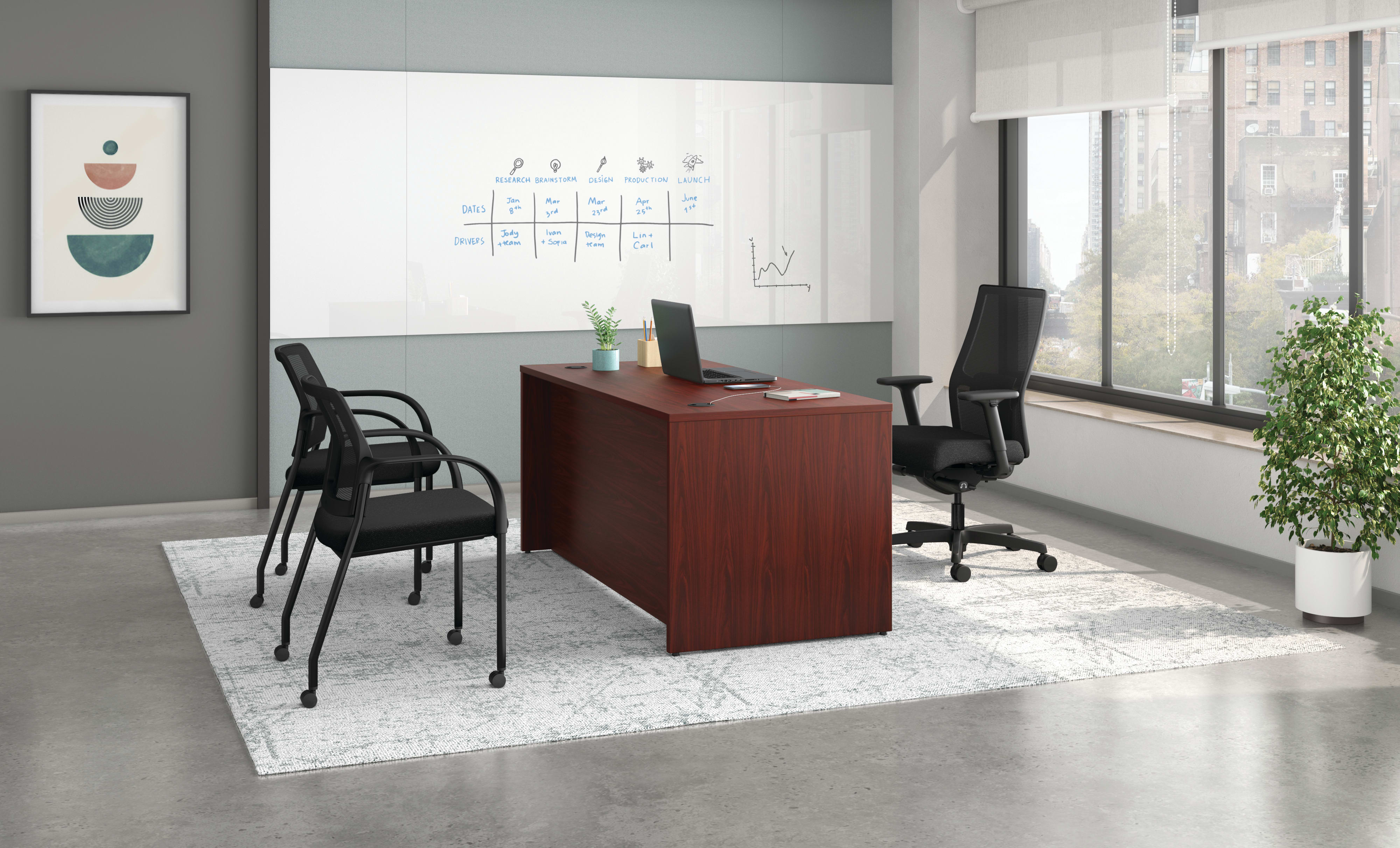 Mod desk with Ignition task and guest seating.