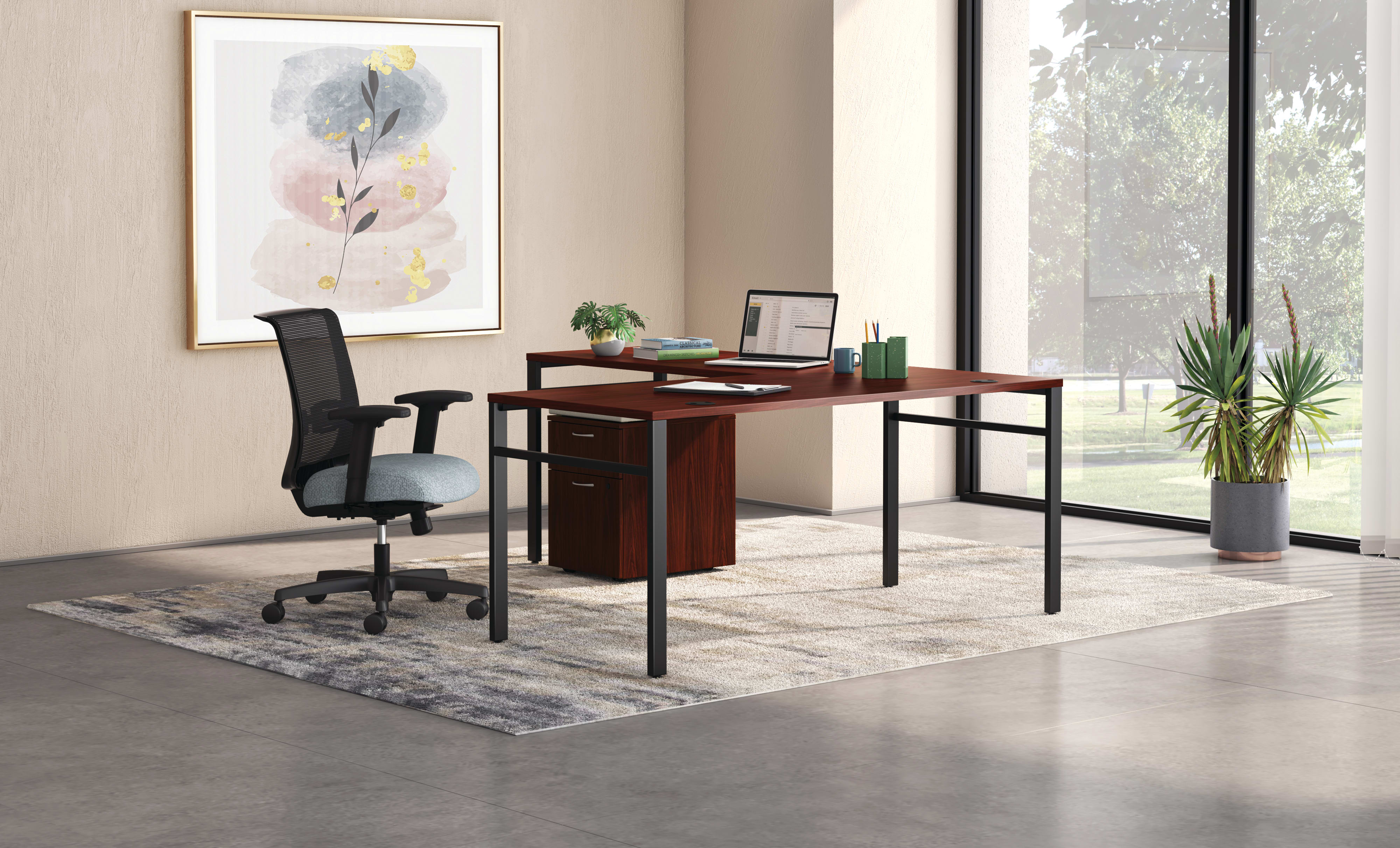 Mod desk and table with Convergence seating.