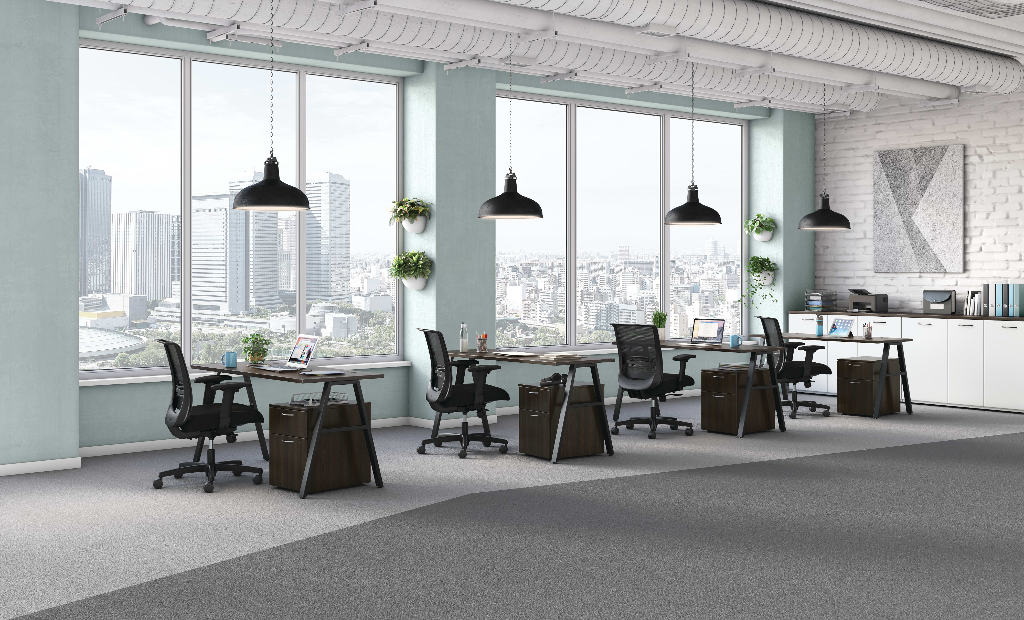 Mod desks and storage with Convergence seating.