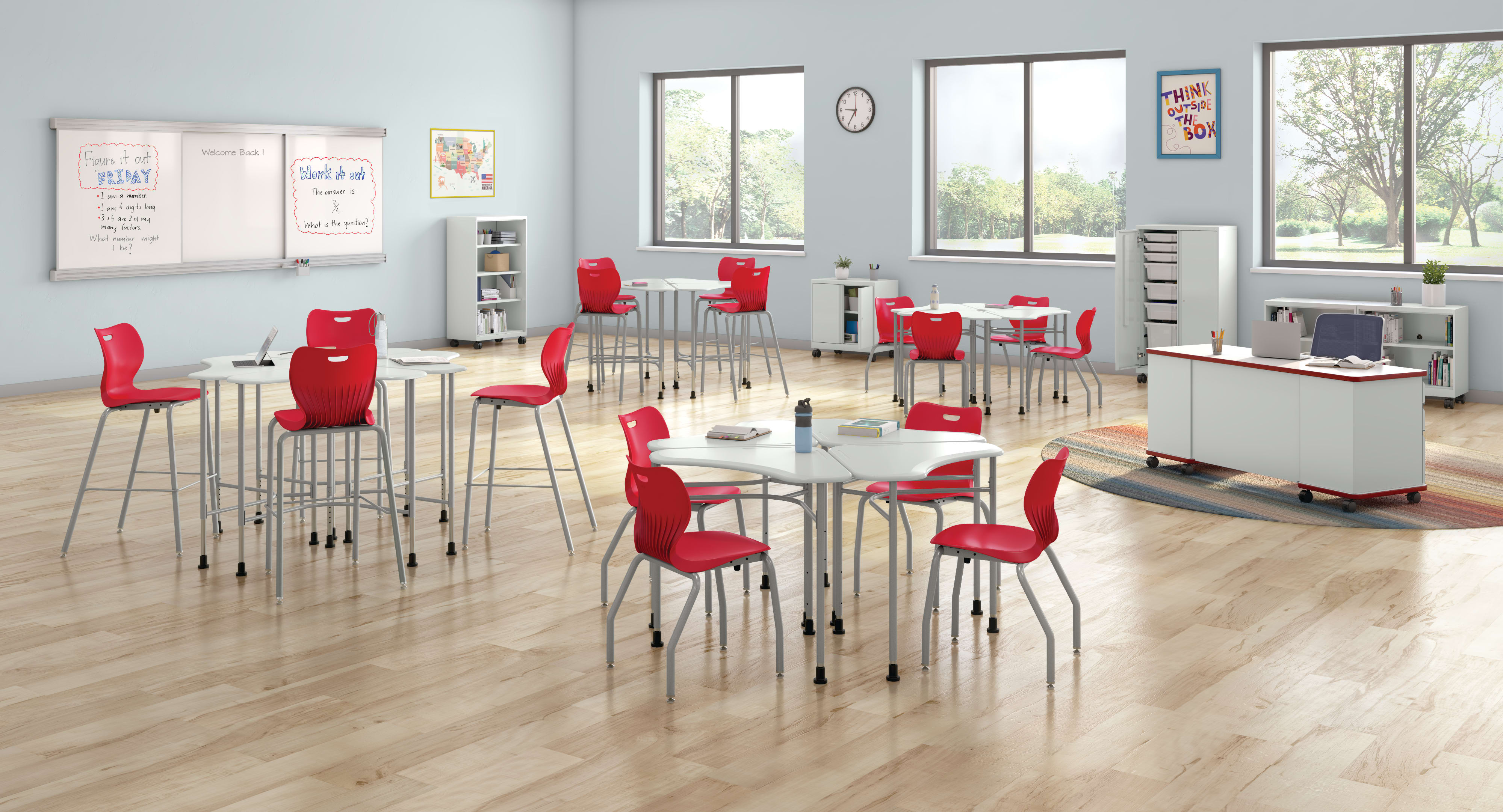 A classroom scene featuring SmartLink student desking and chairs.