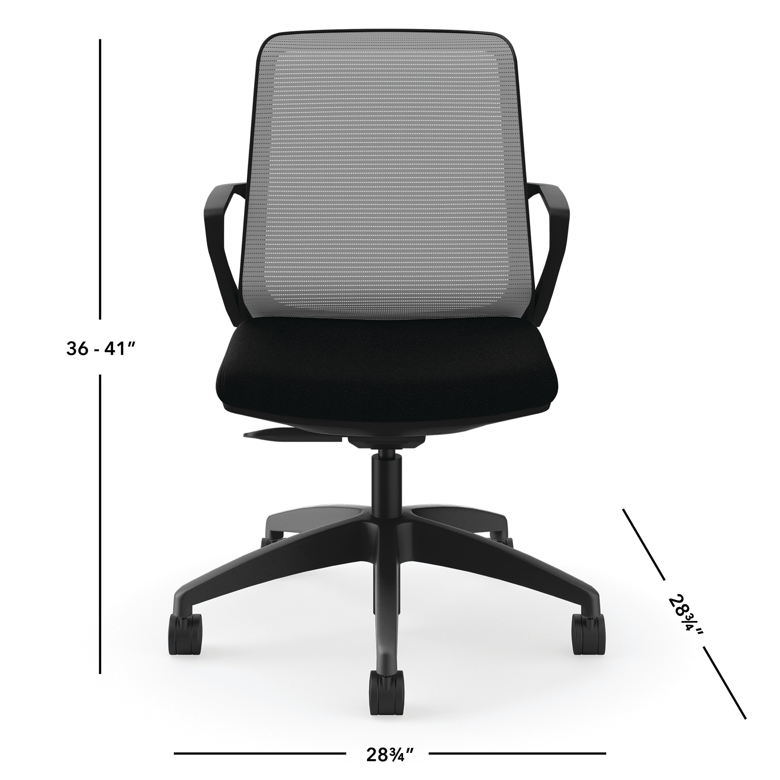 Cliq task chair in Black with Fog mesh and Black frame