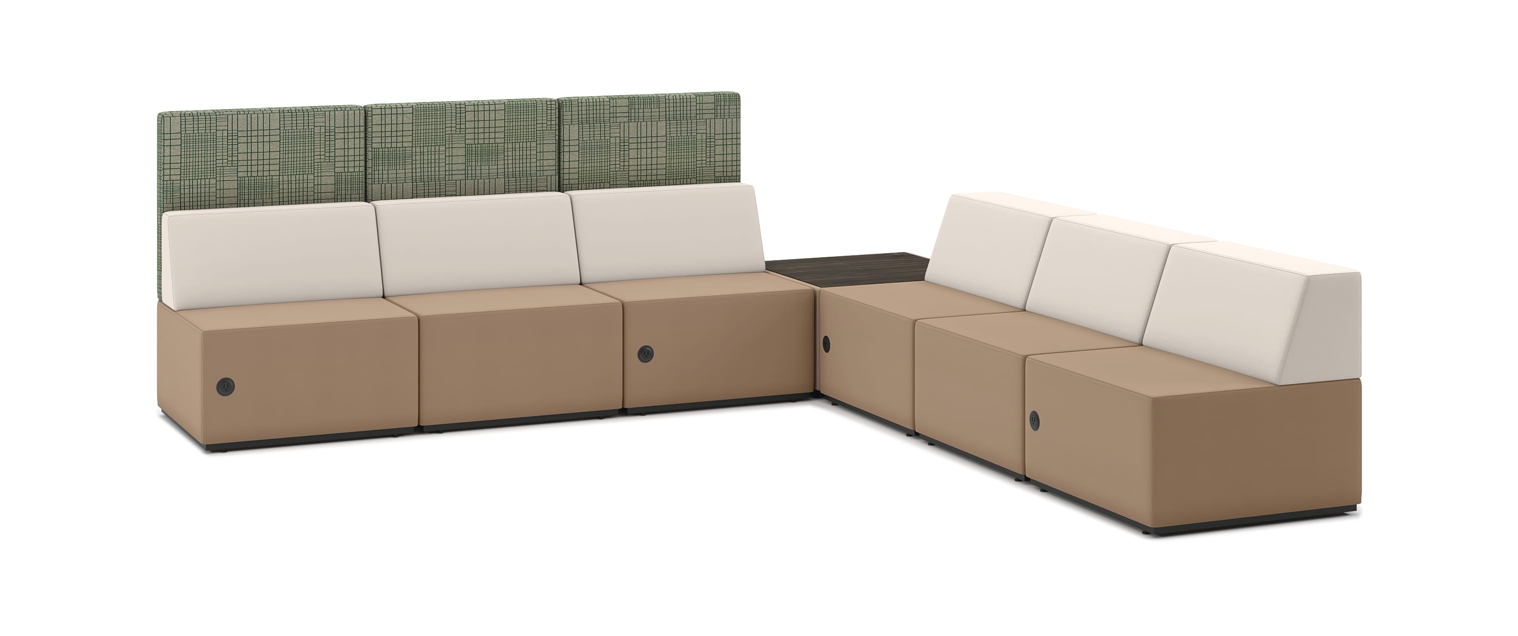 Tangram L-shaped vignette with Bisto High Back.