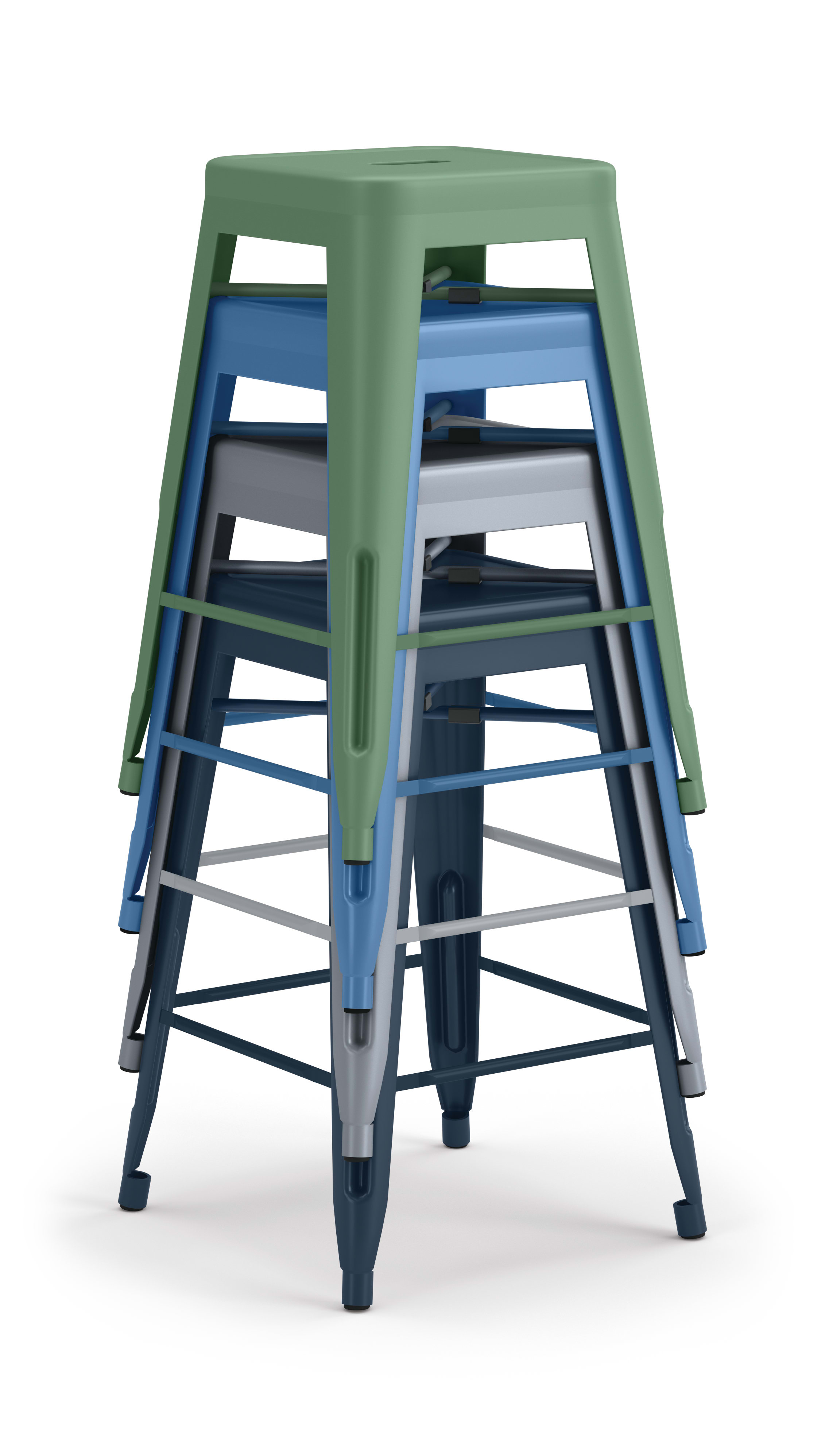 Stack of Fern, Baltic, Cove, and Regatta Build Counter Height Makerspace Stools