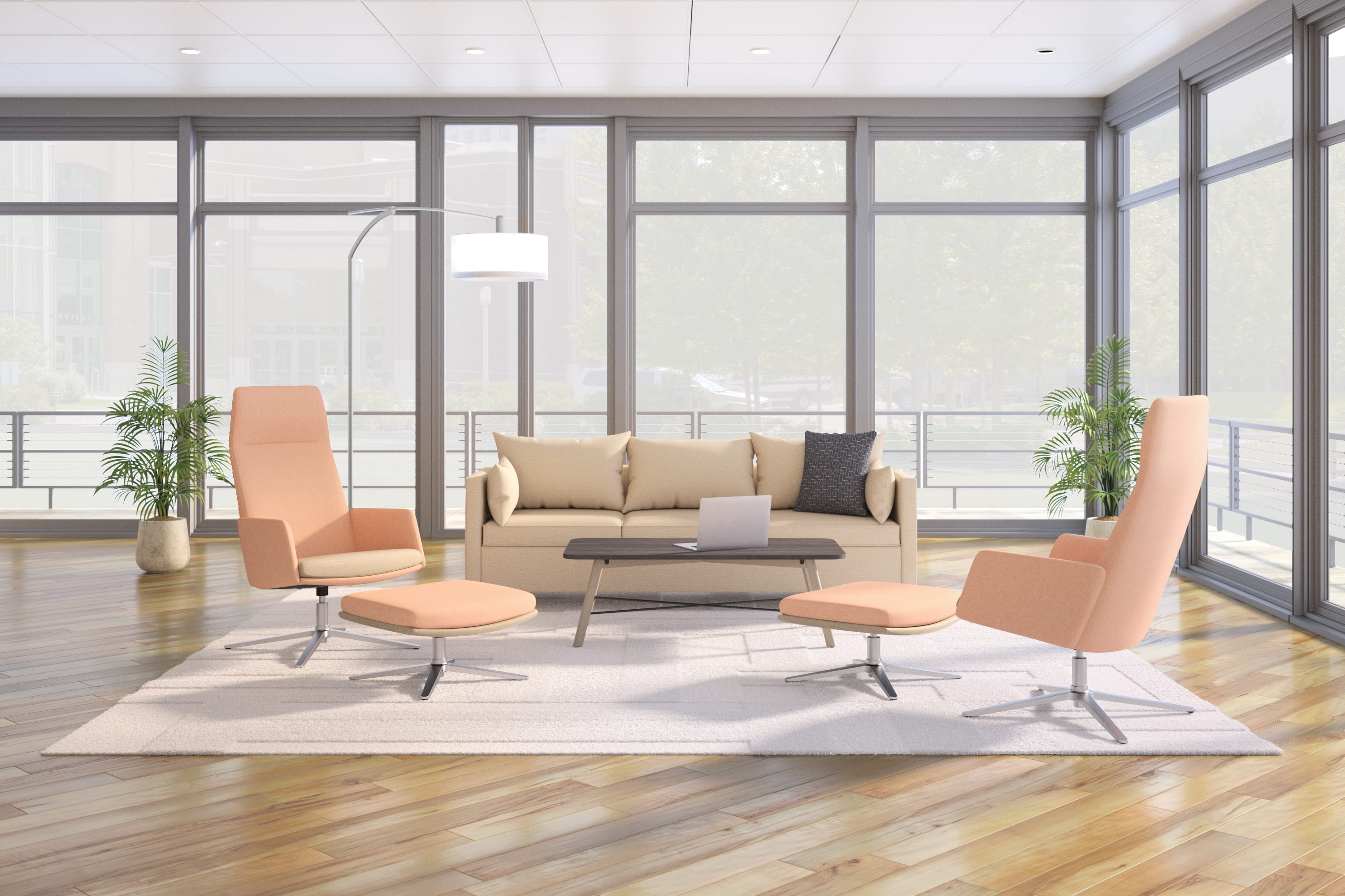 Mav chairs and West Hill sofa in collaborative setting