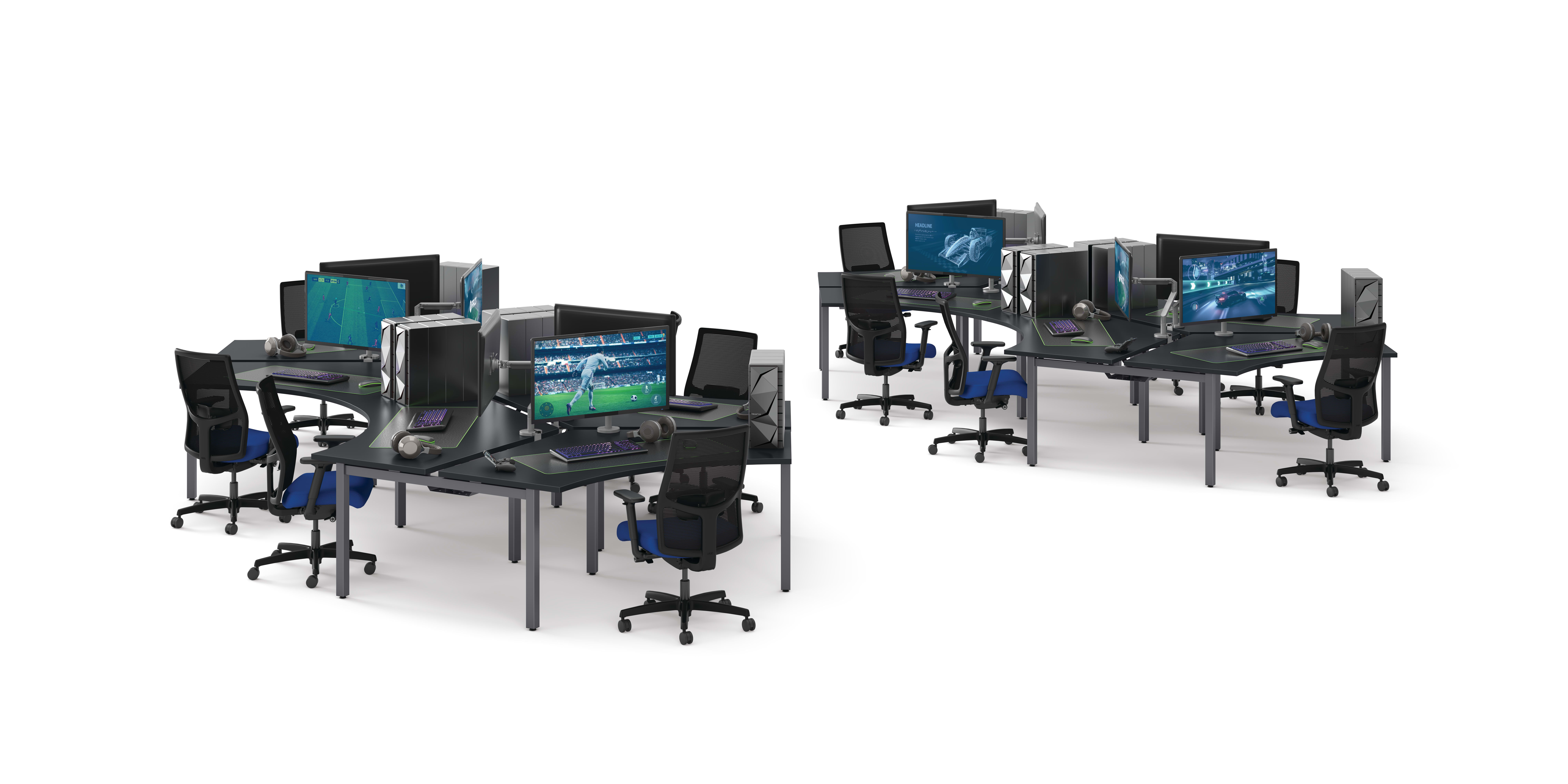 Empower Dog Bone Workstation with Ignition 2.0 task Chairs in an Esports Setting