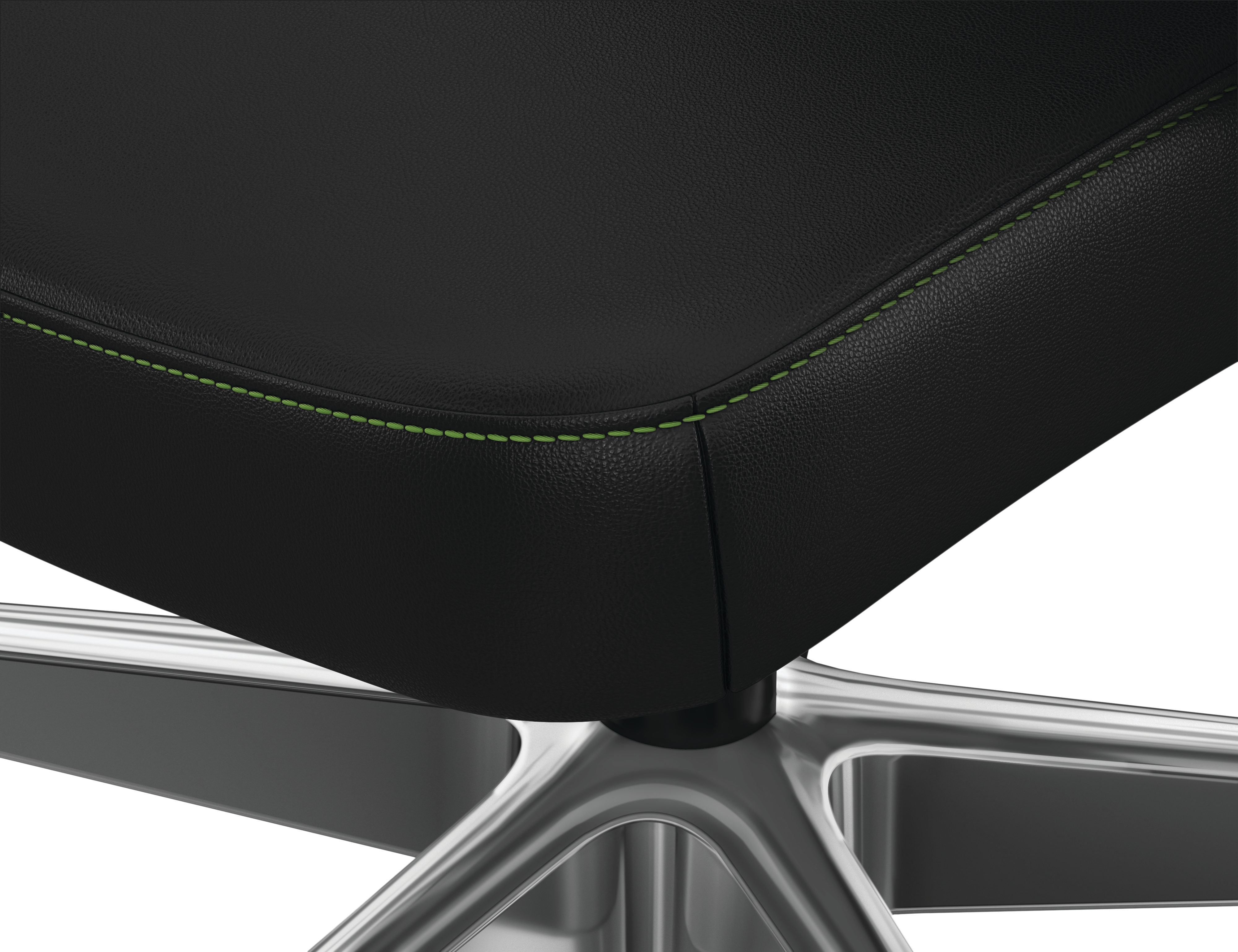Cofi chair Medium Green seat stitch detail