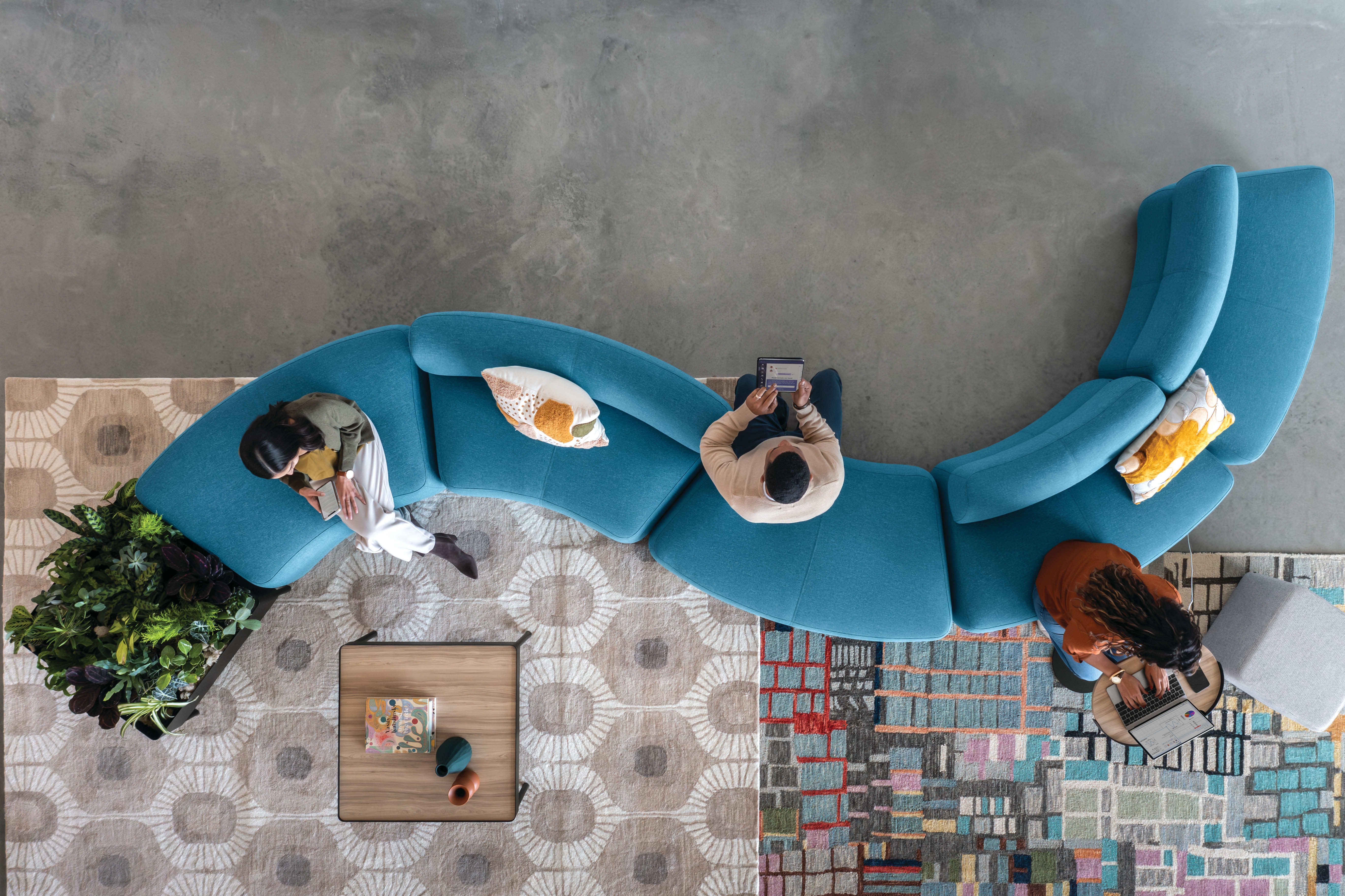 SoCo with Sculpt tables and planter and Flock seating