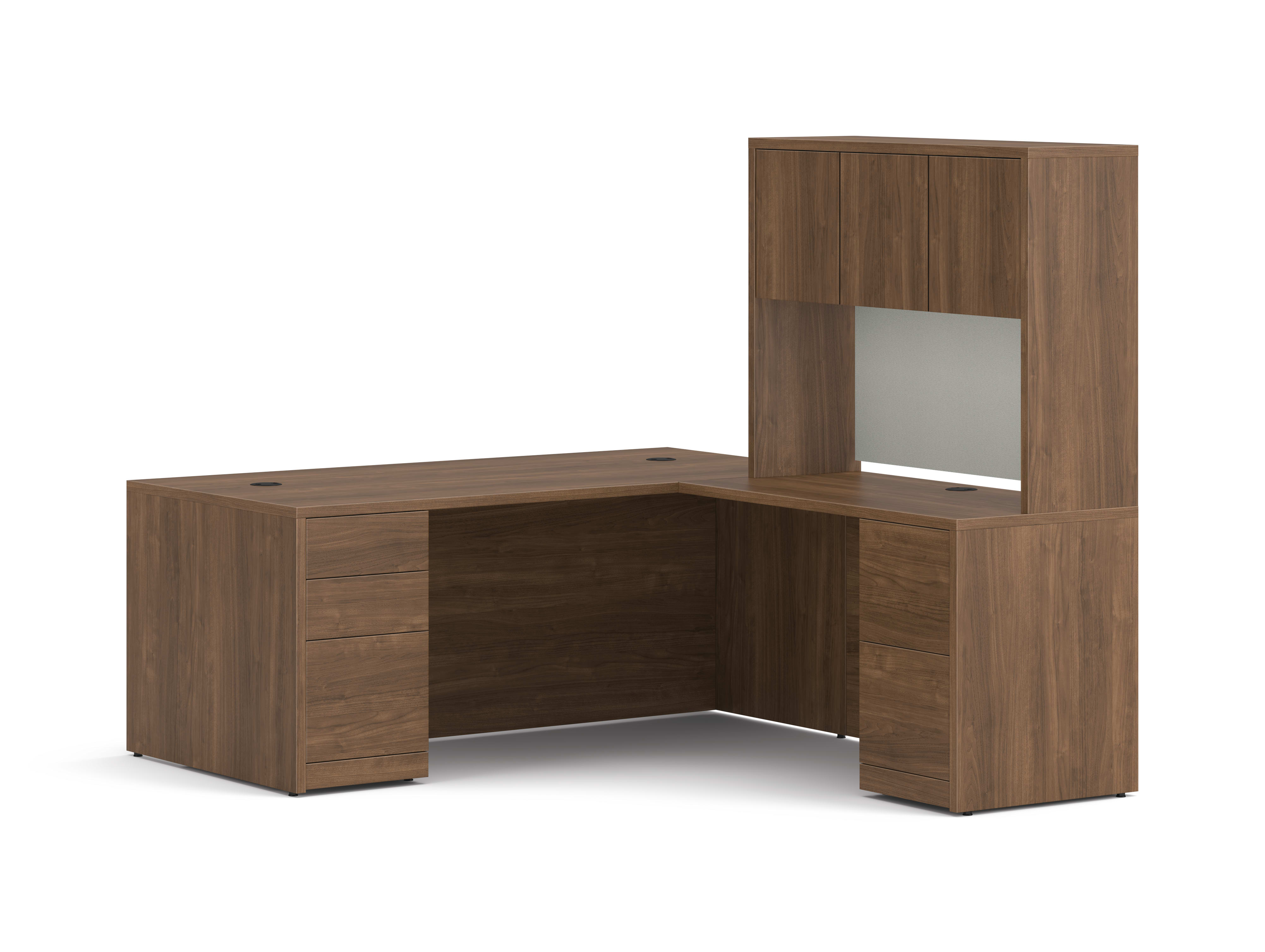 10500 Series L-Desk with Stack-on Storage in  Pinnacle Laminate.