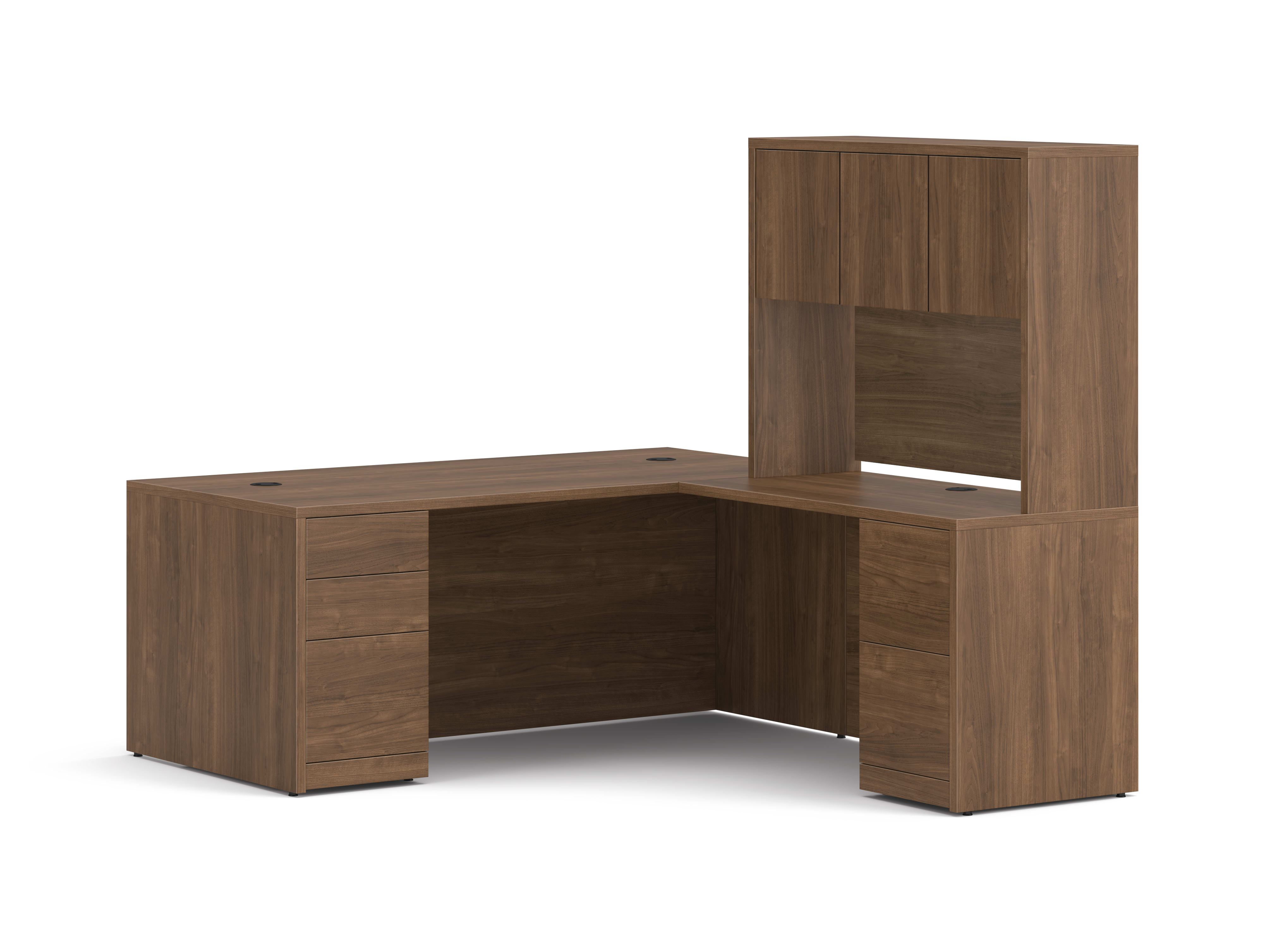 10500 Series L-Desk with Stack-on Storage in  Pinnacle Laminate.
